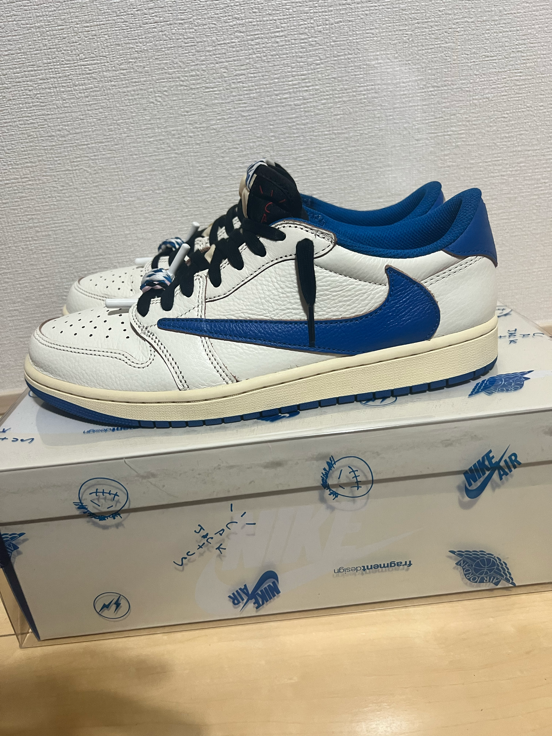 Travis Scott × fragment design × Nike Air Jordan 1 Low OG "Sail/Military Blue"