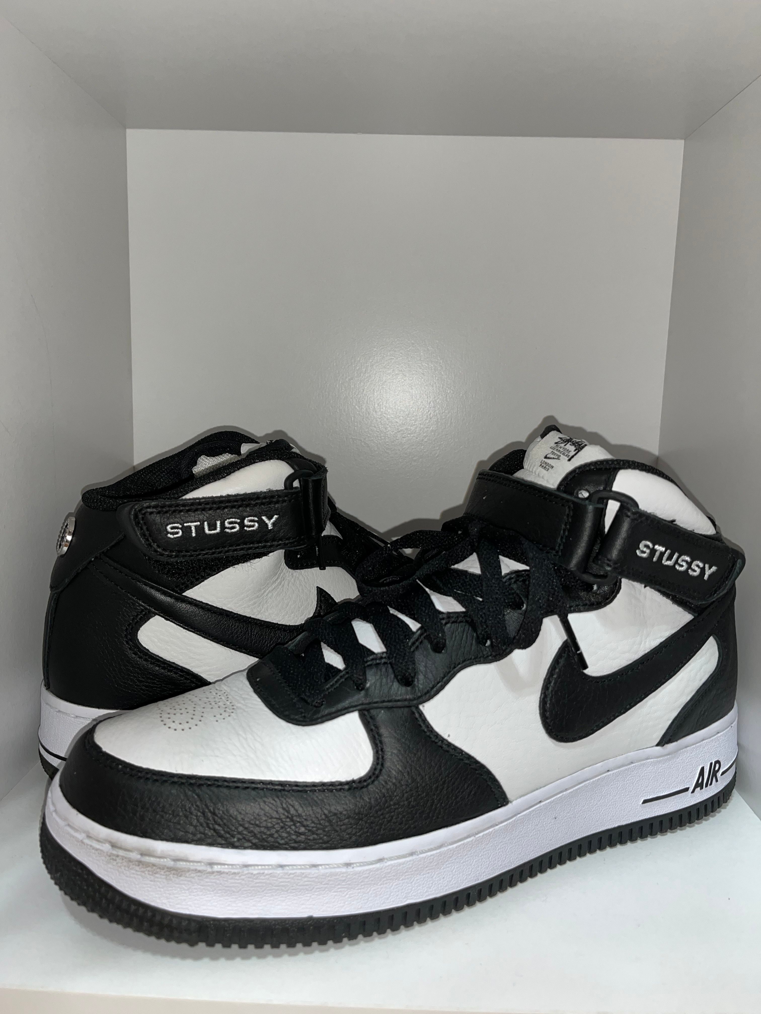 Stussy × Nike Air Force 1 Mid "Black and Light Bone"