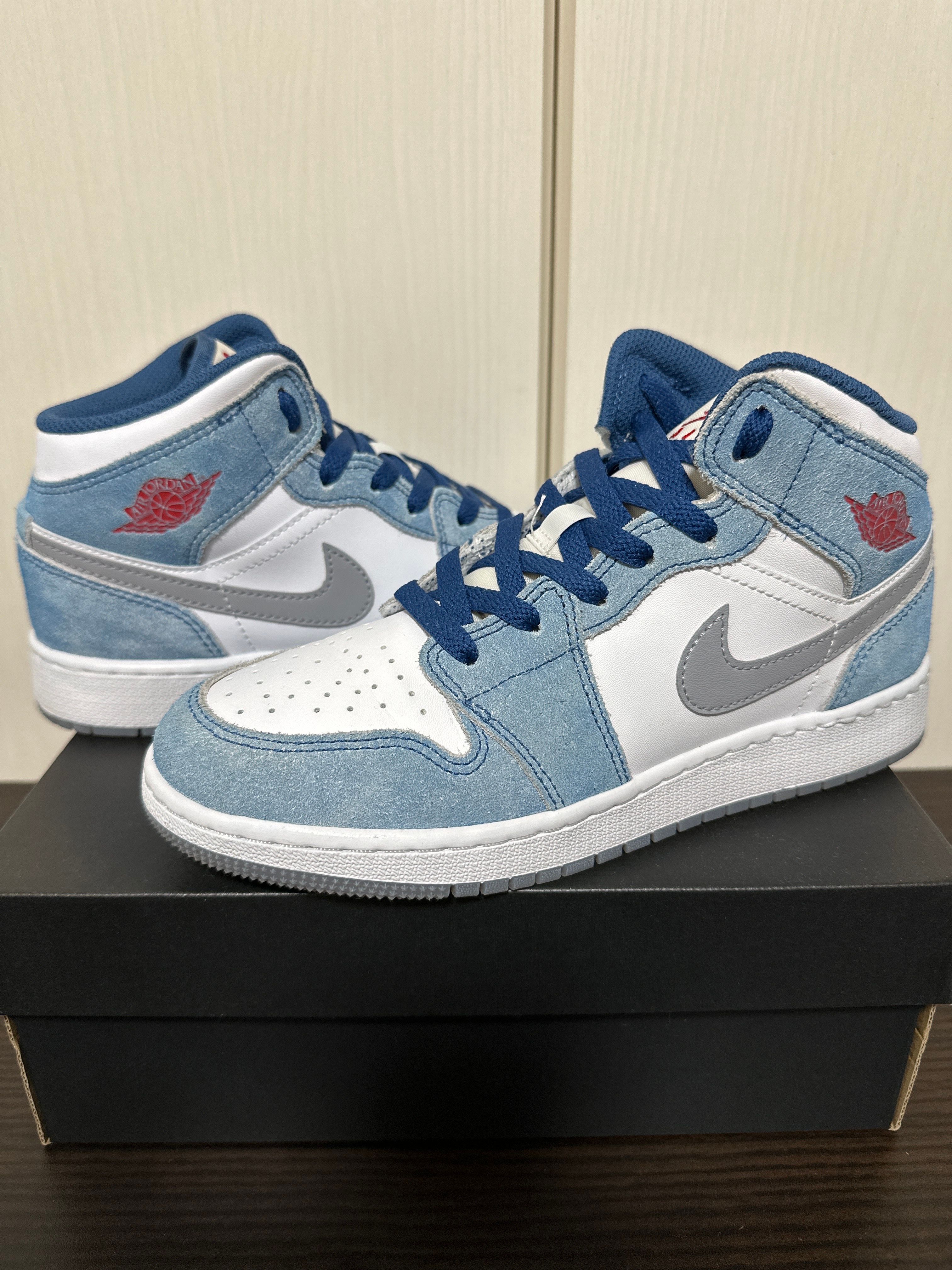 Nike GS Air Jordan 1 Mid "White/University Blue/Grey"