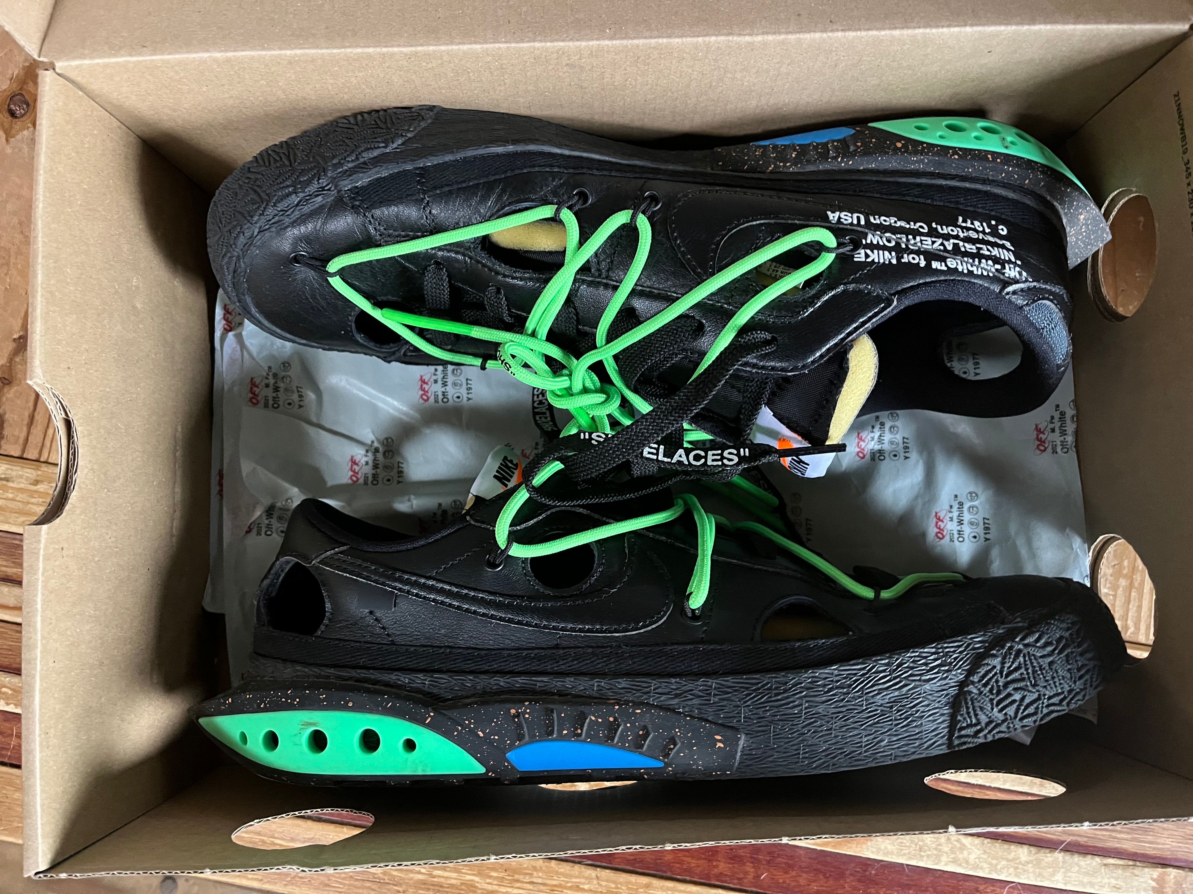 Off-White × Nike Blazer Low "Black and Electro Green"