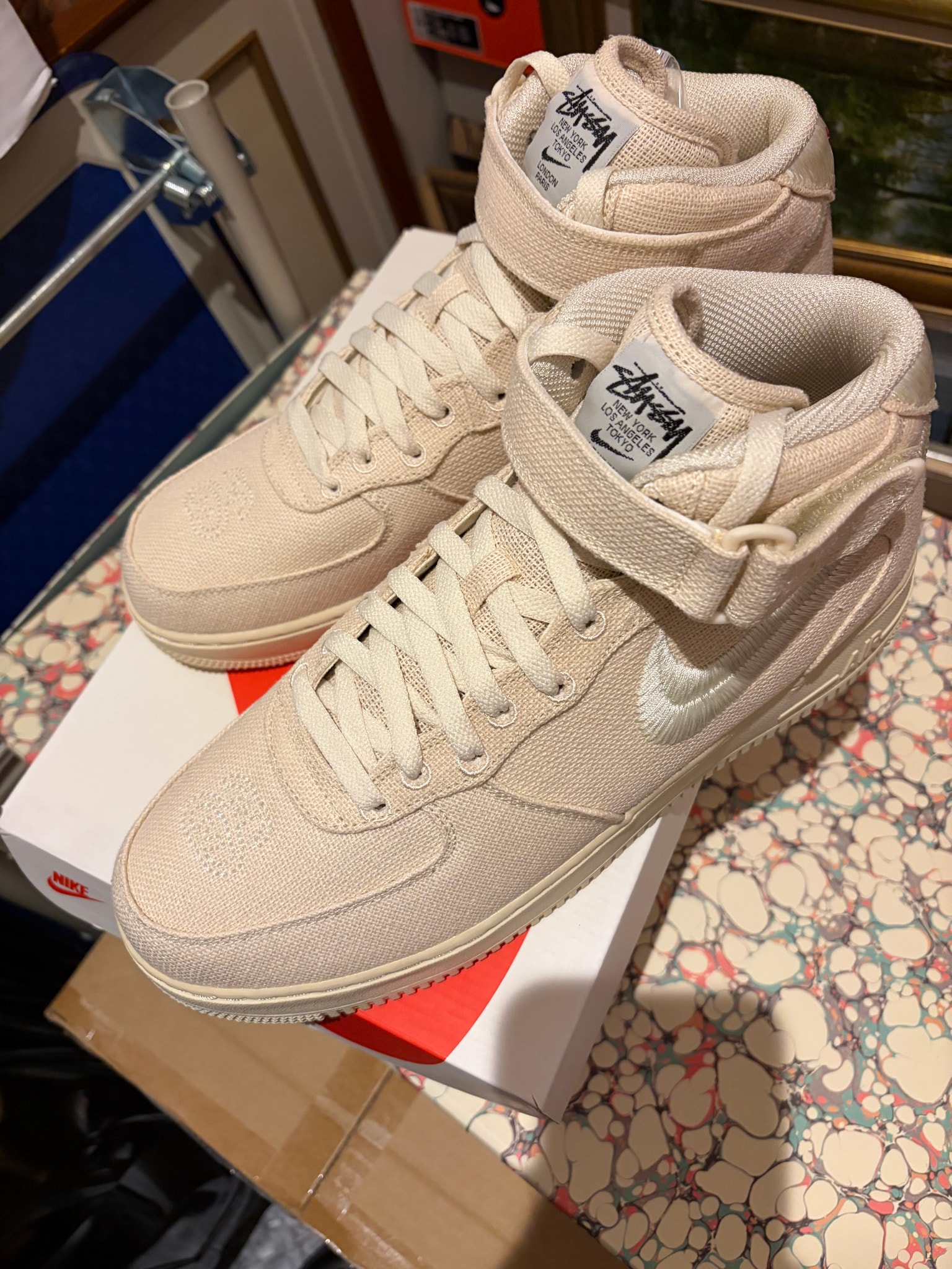 Stussy × Nike Air Force 1 Mid "Fossil Stone"