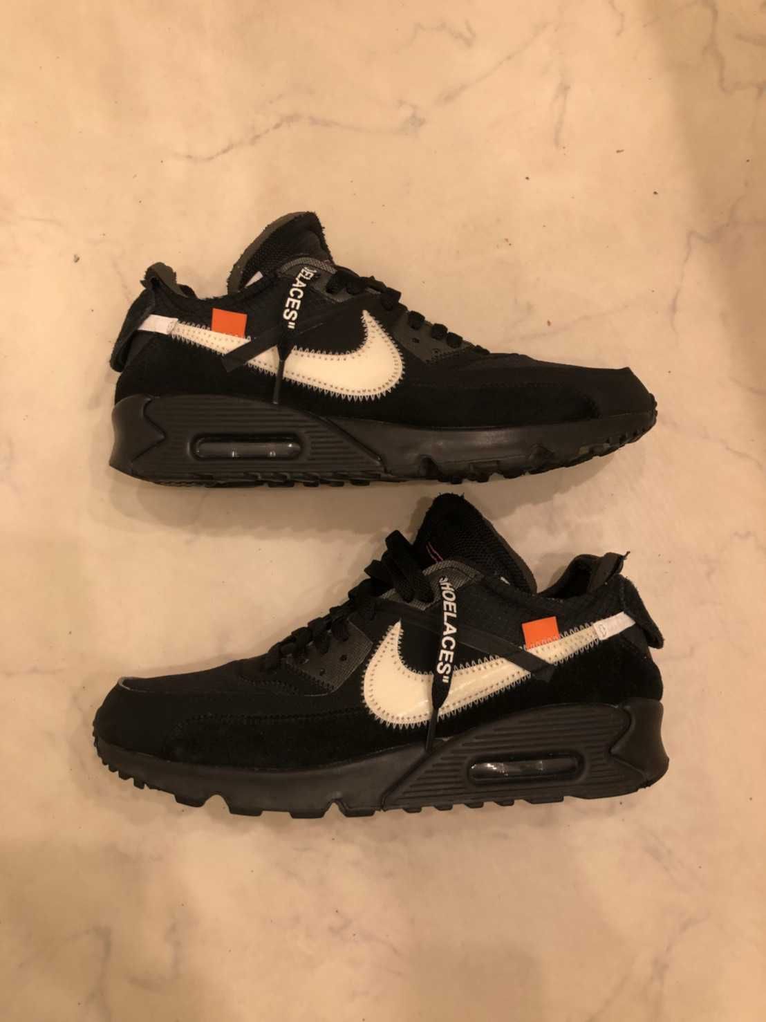 Off-White × Nike Air Max 90 "Black/Black-Cone-White"