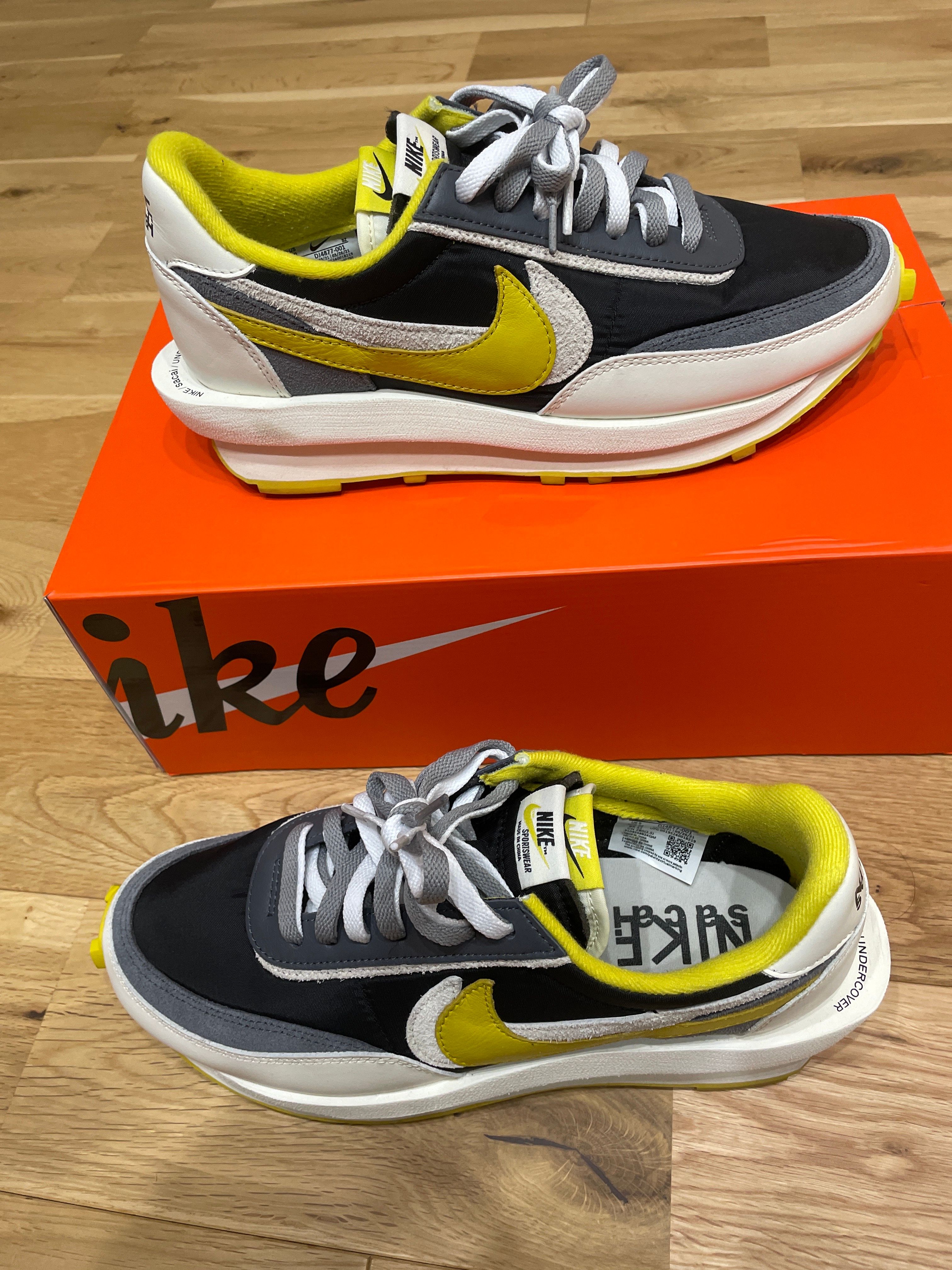 UNDERCOVER × sacai × Nike LD Waffle "Black/Sail-Dark Grey-Bright Citron"