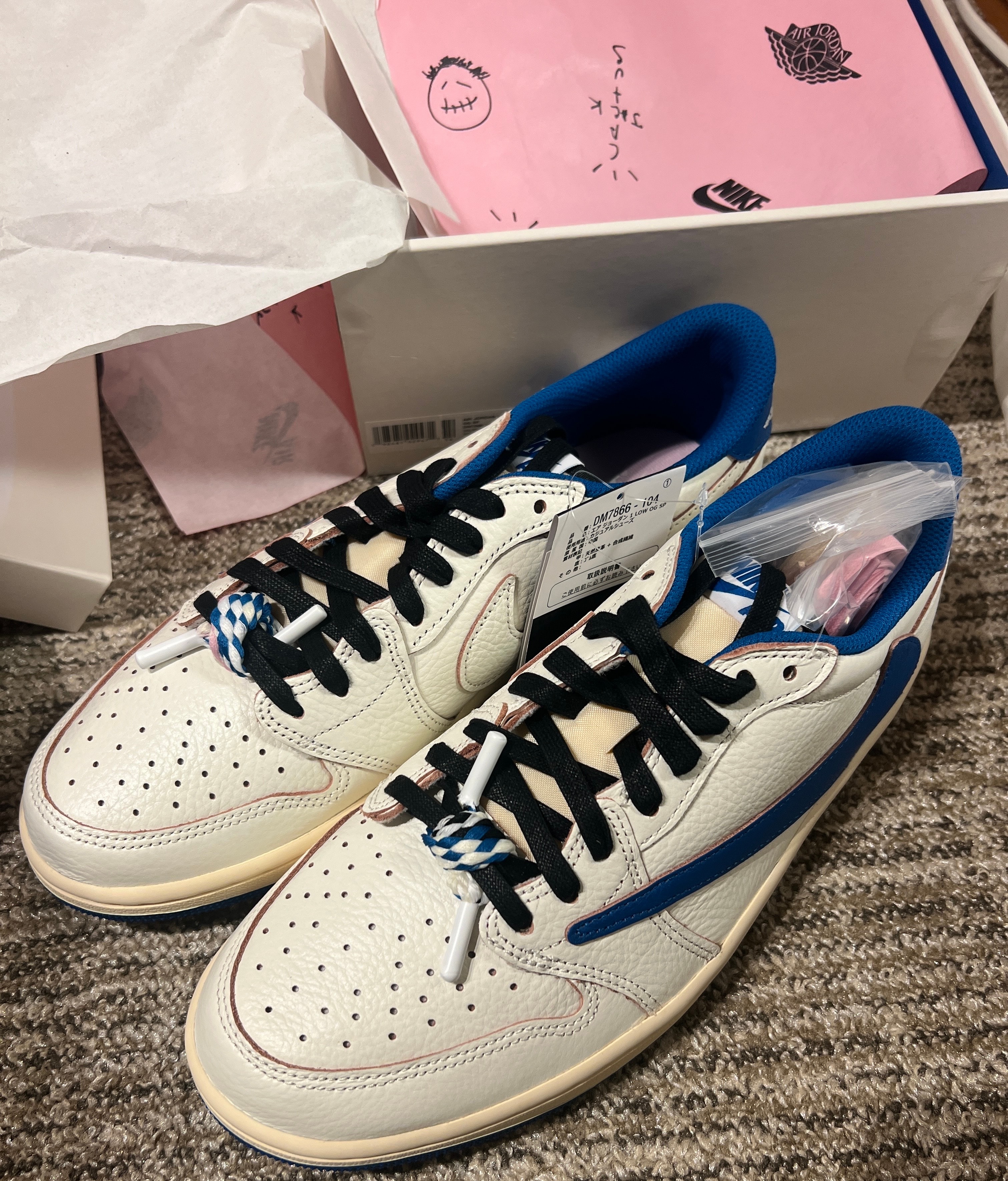 Travis Scott × fragment design × Nike Air Jordan 1 Low OG "Sail/Military Blue"