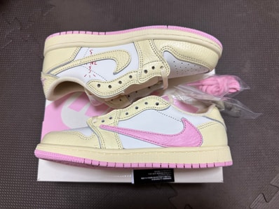 Travis Scott × Nike PS Jordan 1 Low OG SP "Muslin/Shy Pink"