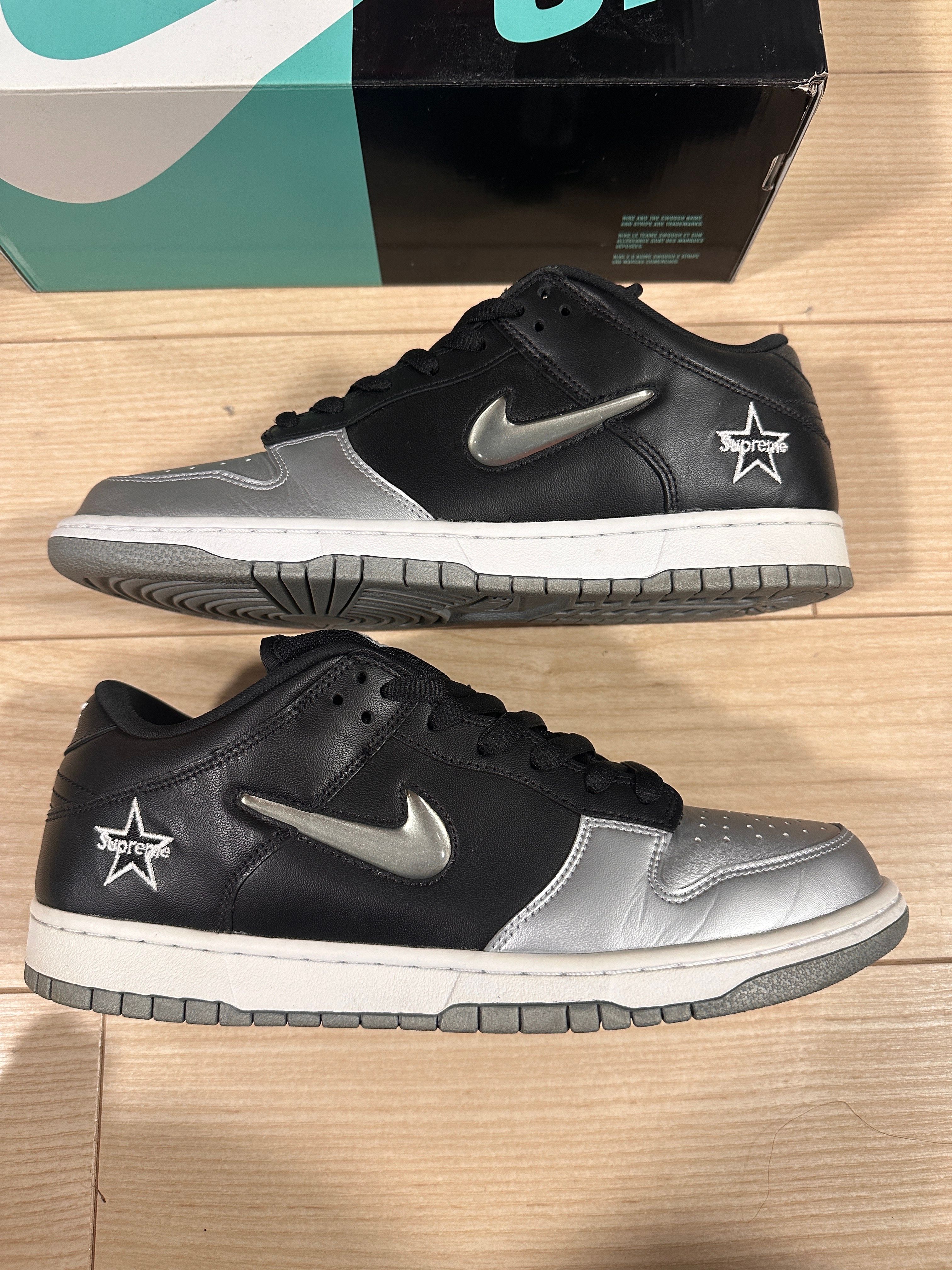 Supreme × Nike Dunk Low "Metallic Silver/Black"