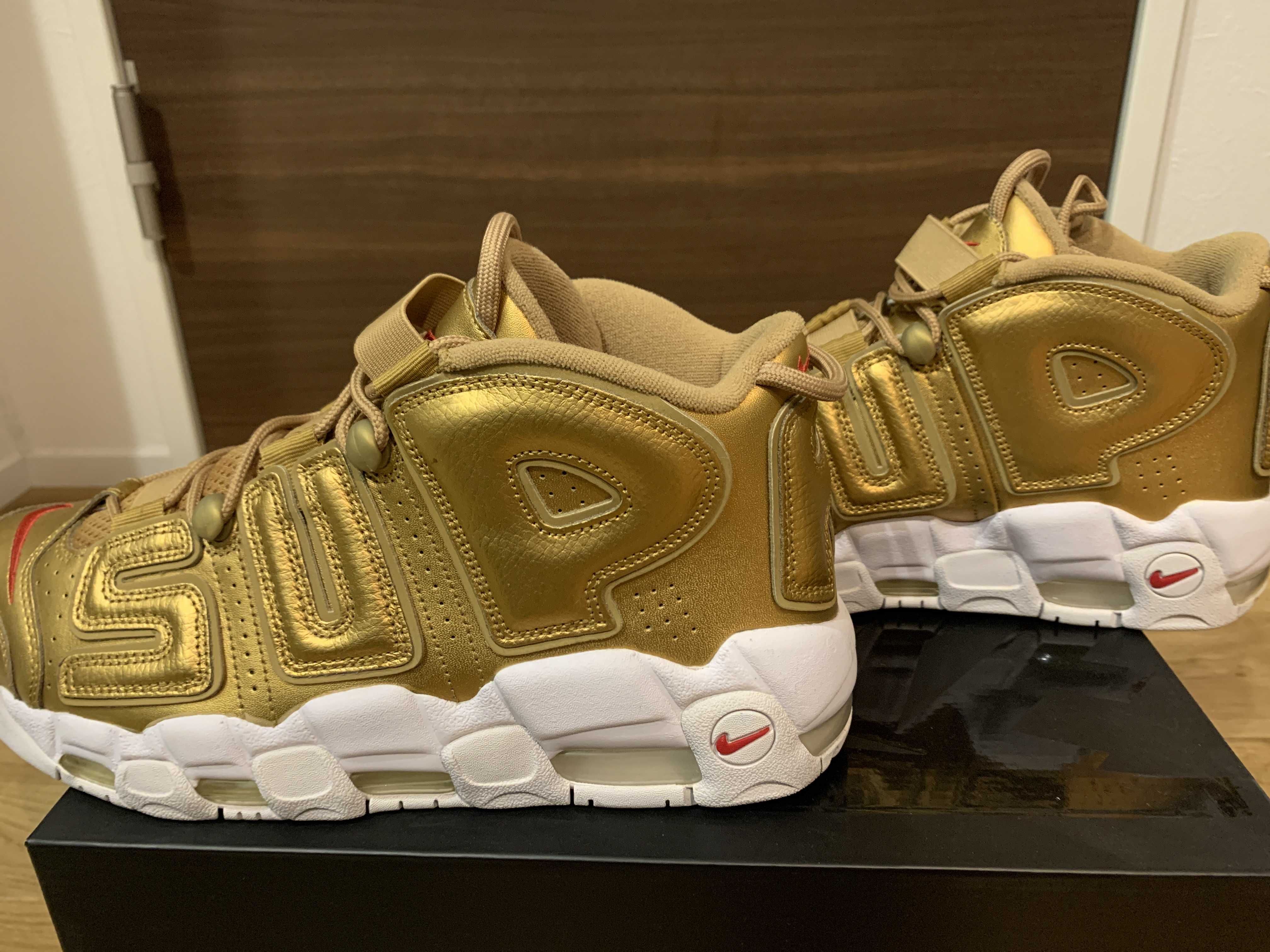 Supreme × Nike Air More Uptempo "Metallic Gold"