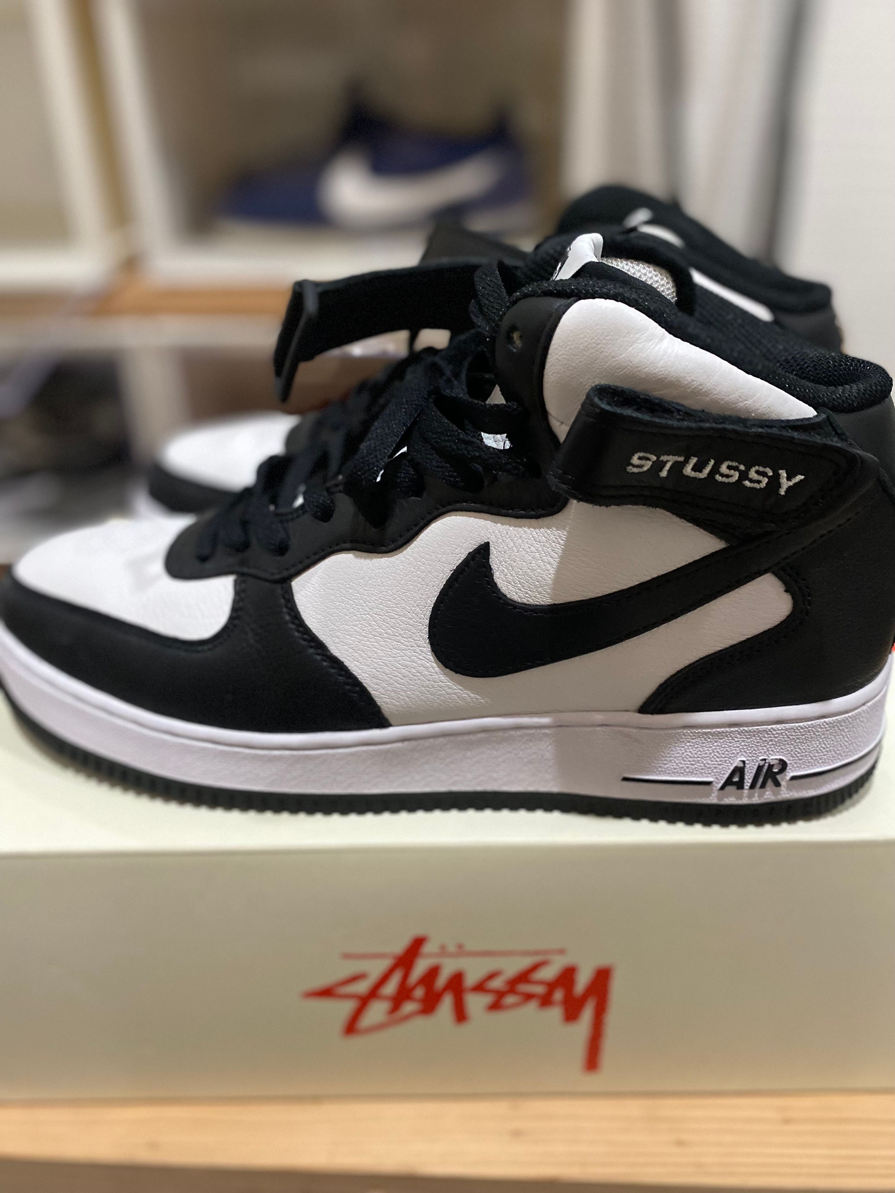 Stussy × Nike Air Force 1 Mid "Black and Light Bone"