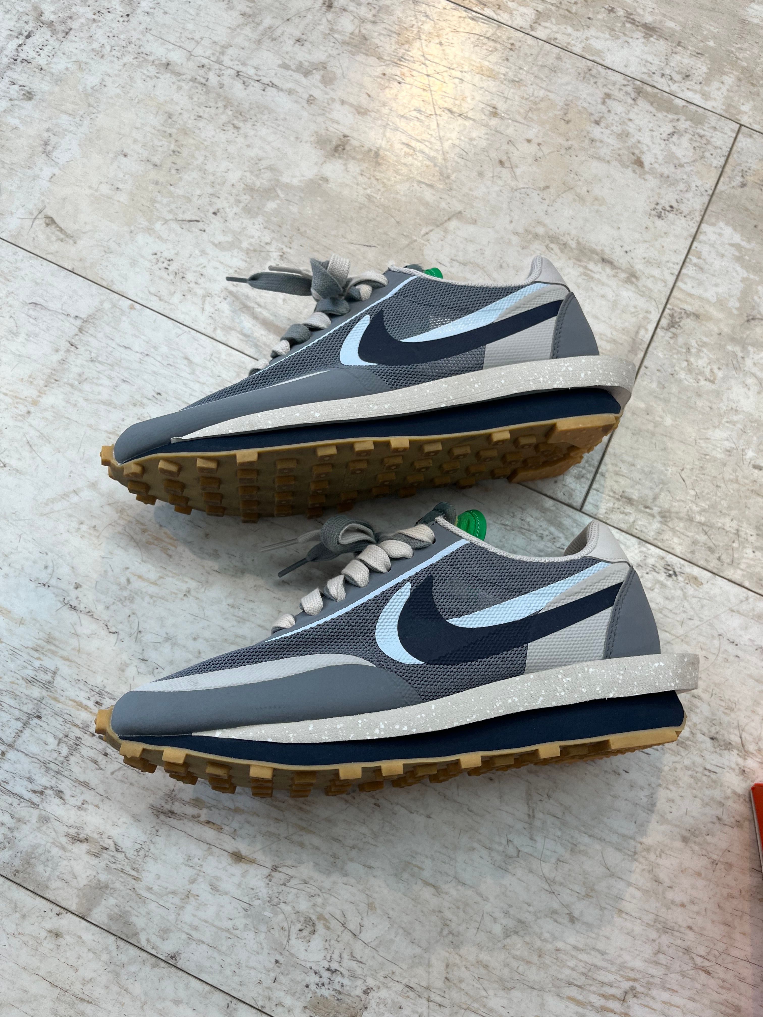 CLOT × Sacai × Nike LD Waffle "Grey Obsidian/Cool Grey"