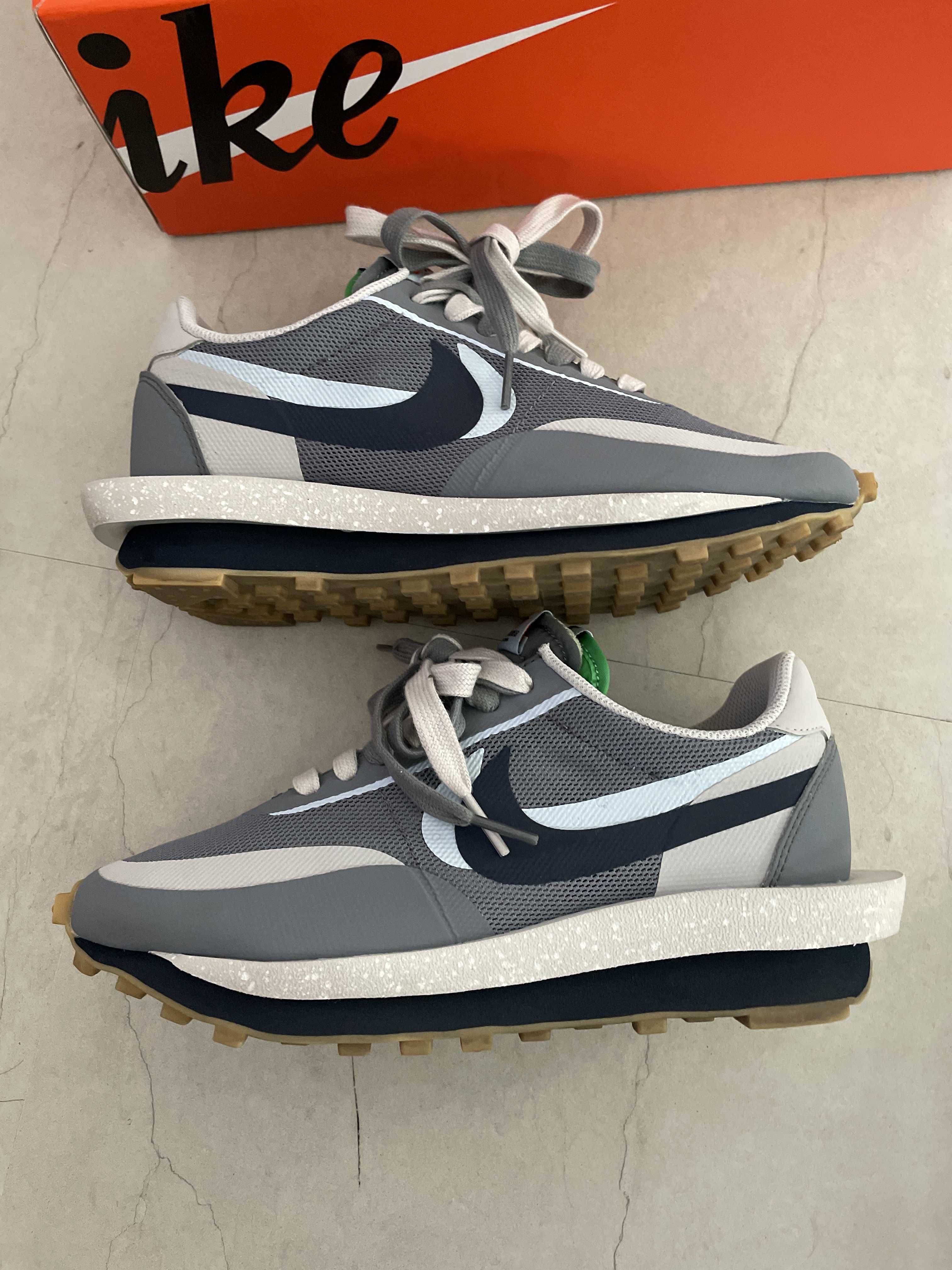CLOT × Sacai × Nike LD Waffle "Grey Obsidian/Cool Grey"