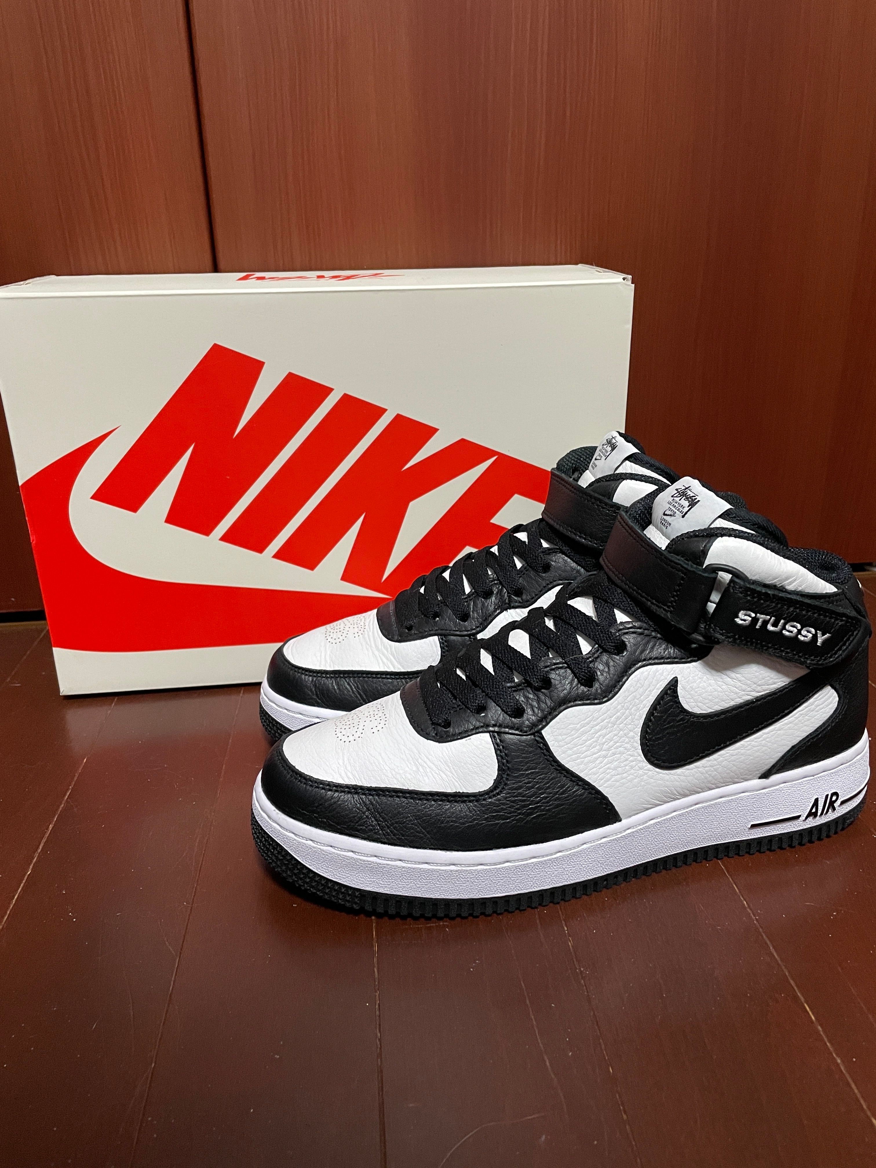 Stussy × Nike Air Force 1 Mid "Black and Light Bone"