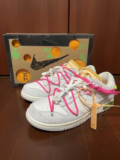 Off-White × Nike Dunk Low "Sail/Neutral Gray/Hyper Pink"
