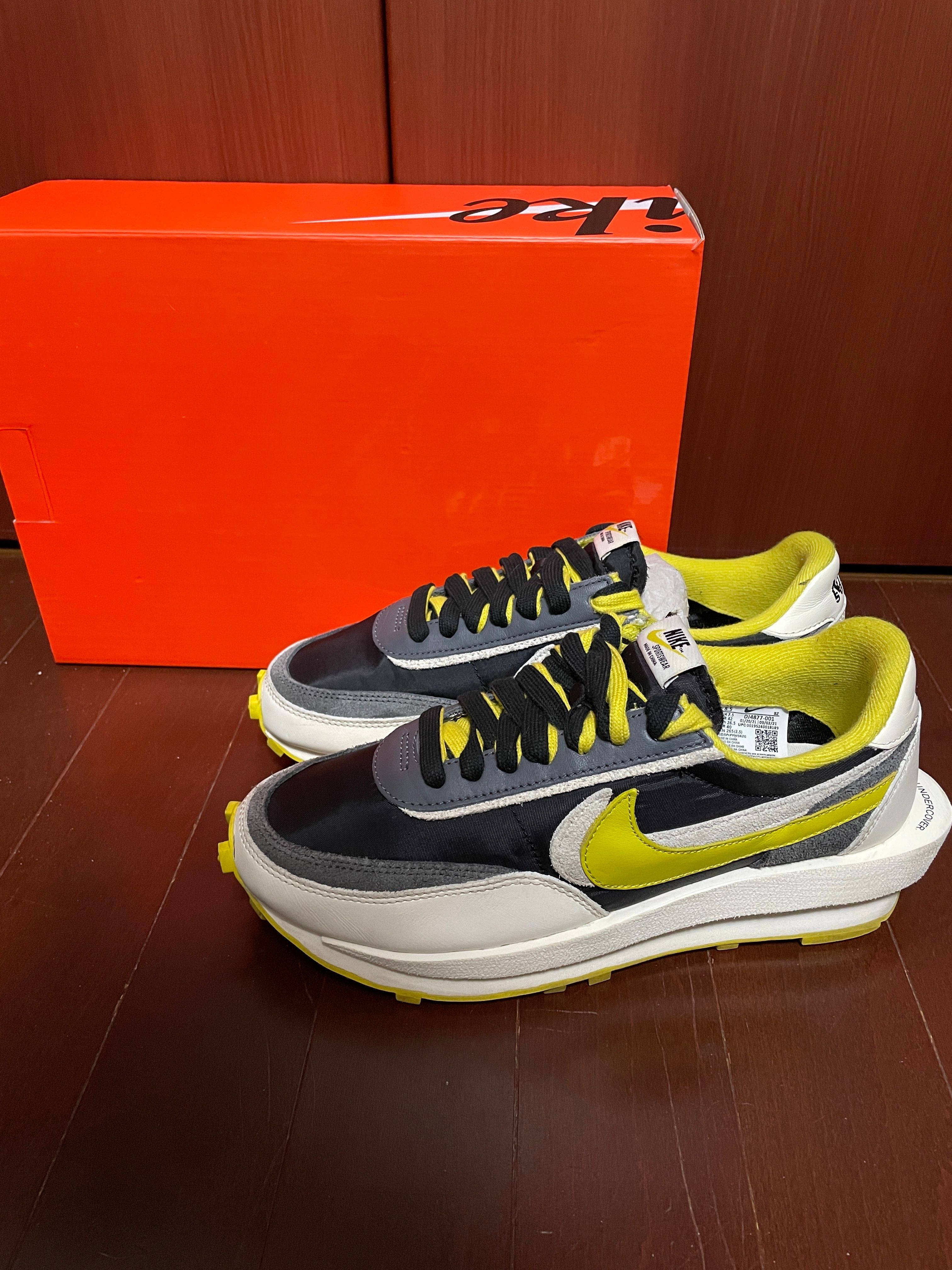 UNDERCOVER × sacai × Nike LD Waffle "Black/Sail-Dark Grey-Bright Citron"