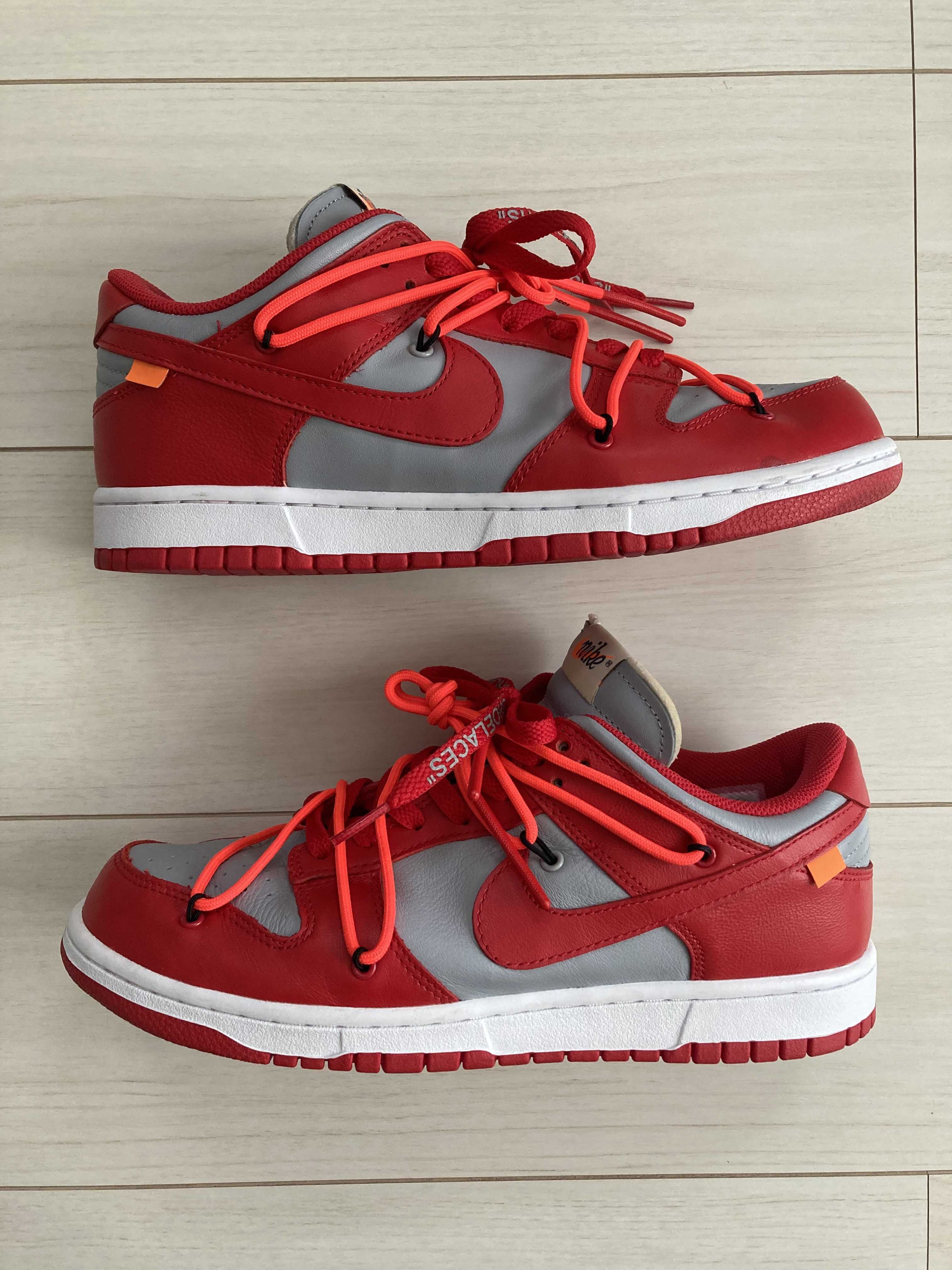 Off-White × Nike Dunk Low "University Red/Wolf Grey"