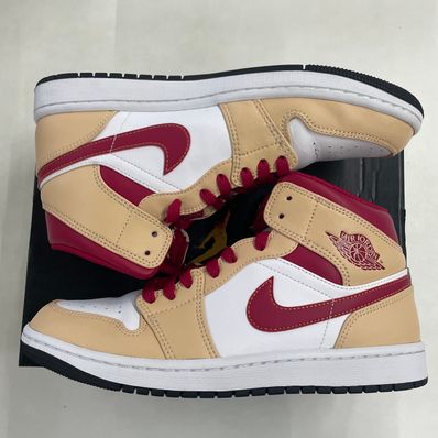 Nike Air Jordan 1 Mid "Beige/Cardinal Red"