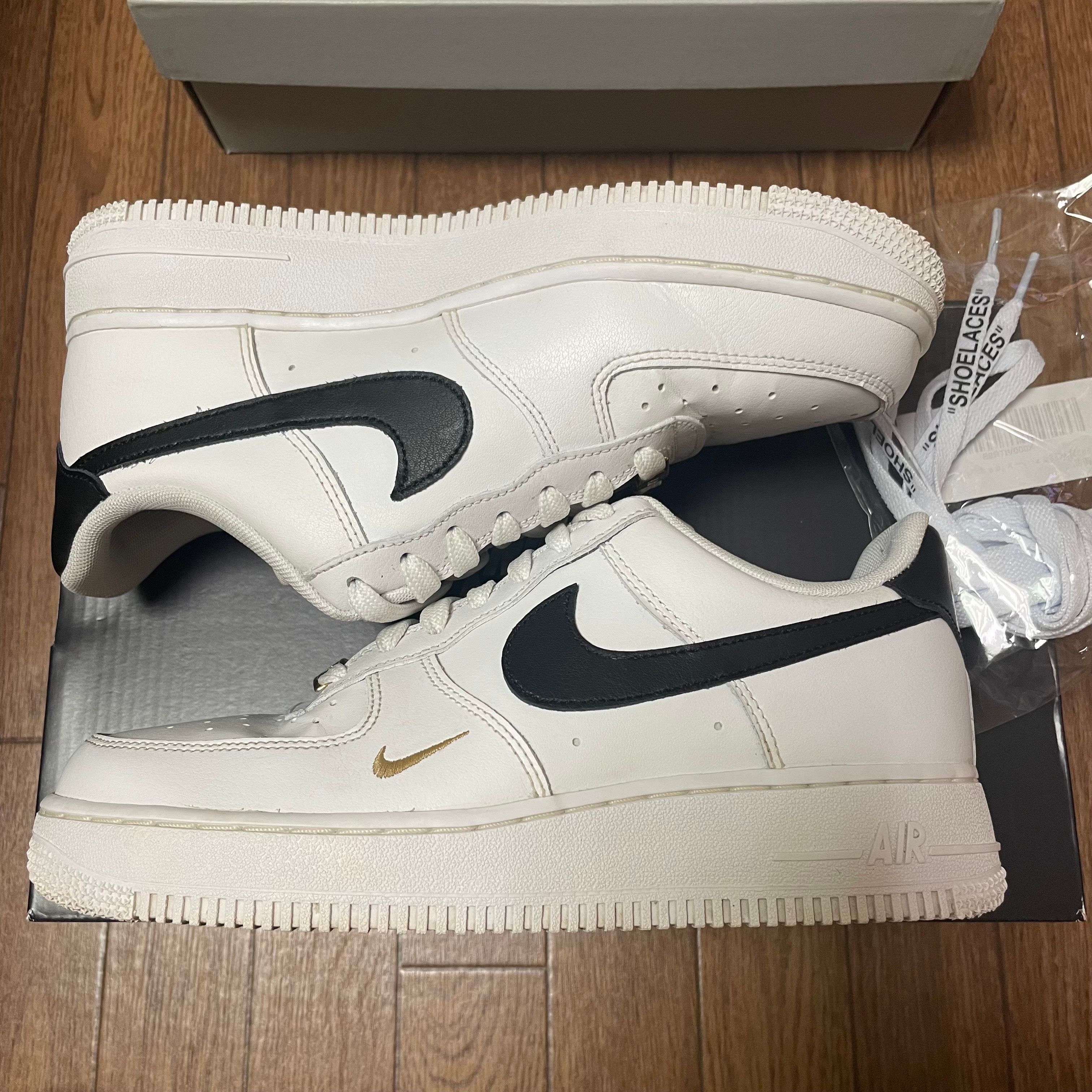 Nike Women's Air Force 1 Low 07 Essential "White/Black/Gold Mini Swoosh"