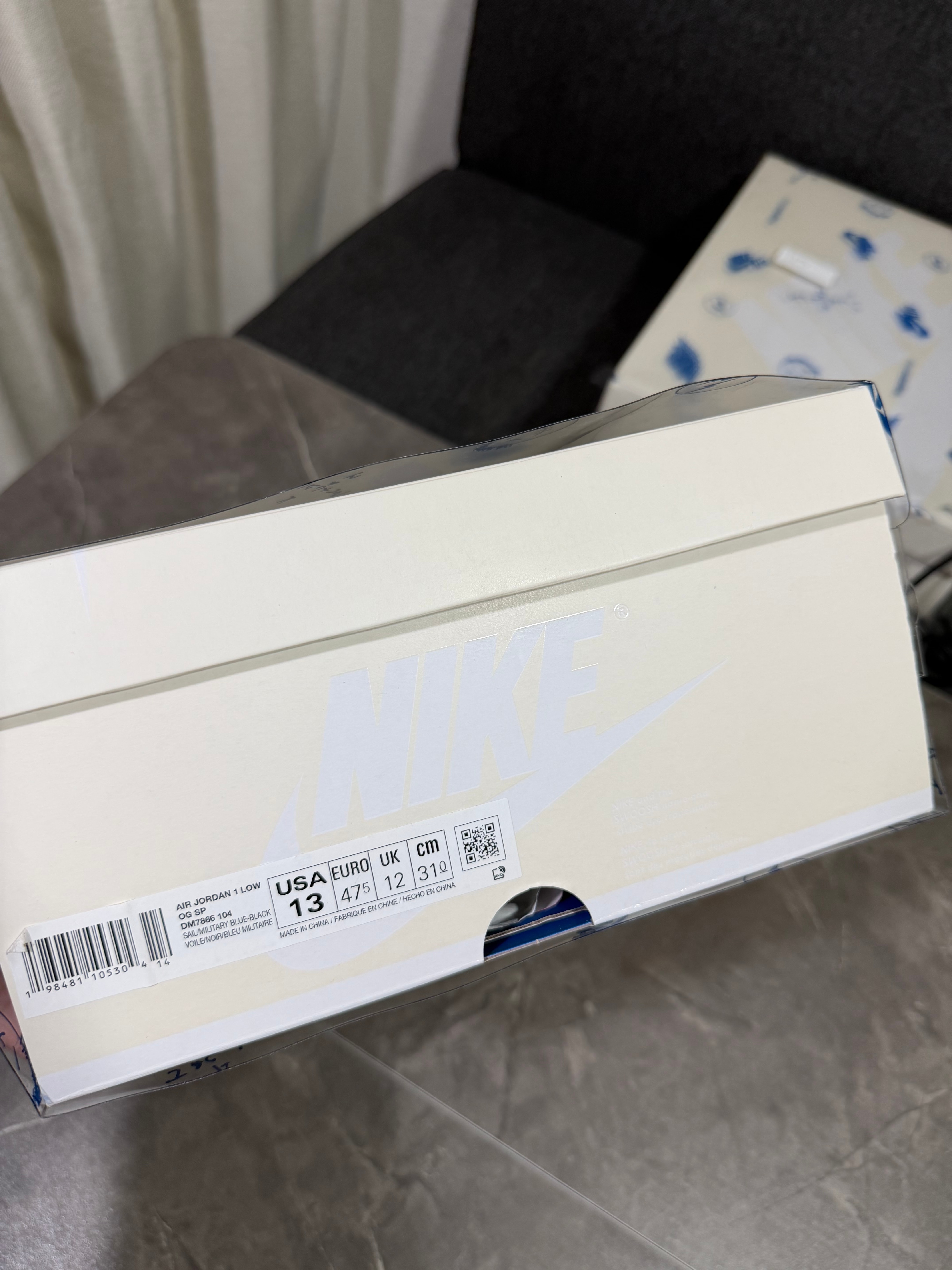 Travis Scott × fragment design × Nike Air Jordan 1 Low OG "Sail/Military Blue"