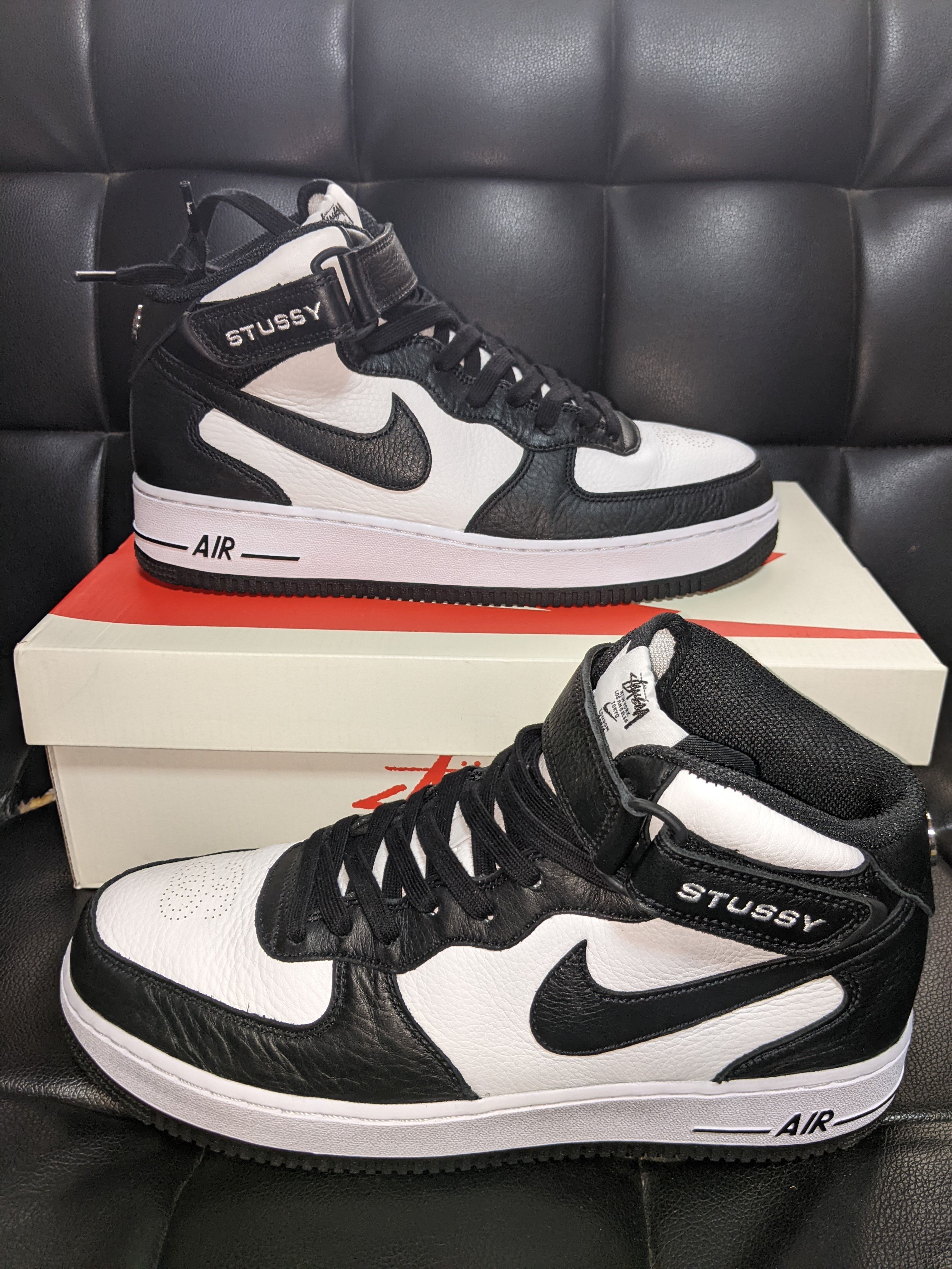 Stussy × Nike Air Force 1 Mid "Black and Light Bone"