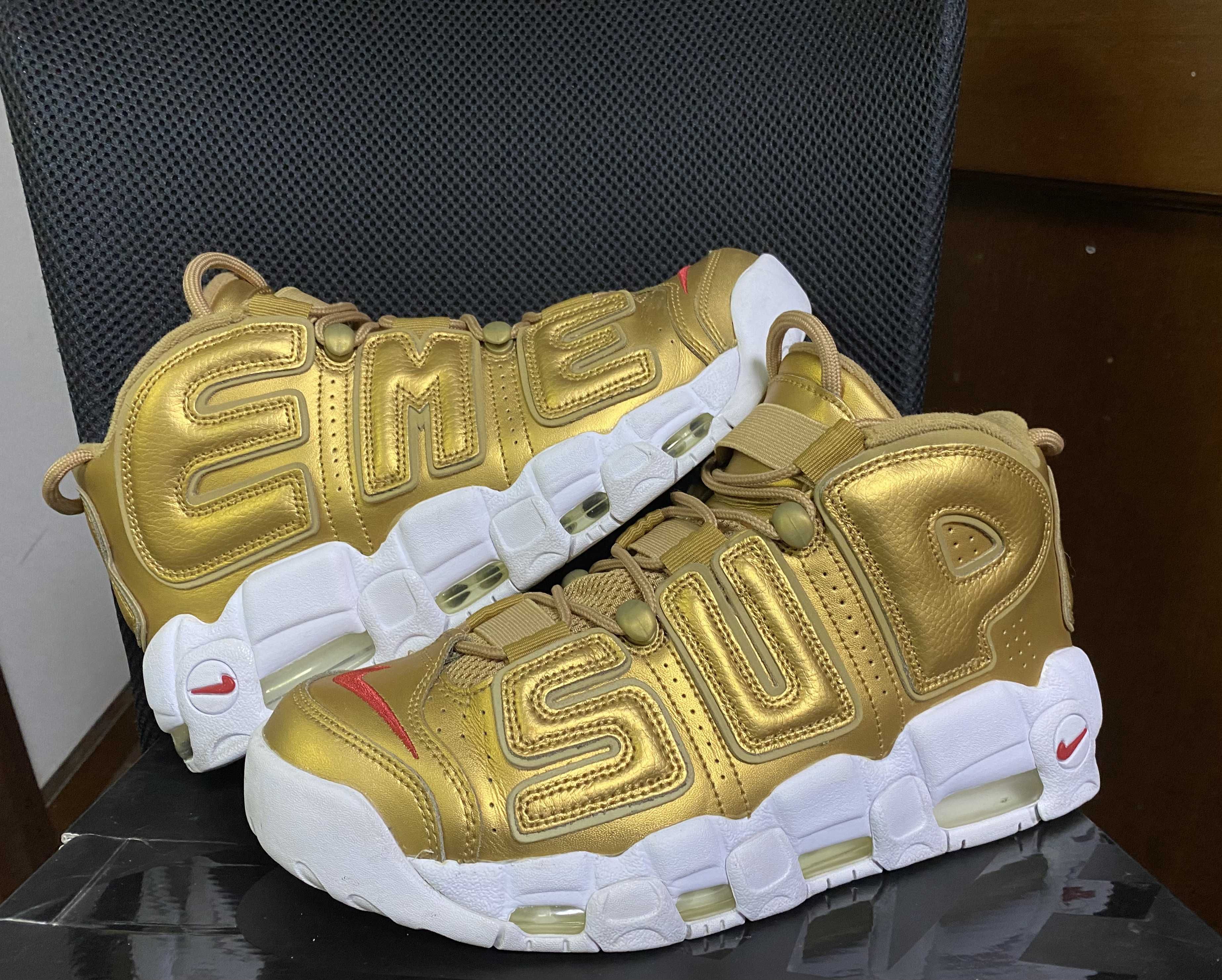 Supreme × Nike Air More Uptempo "Metallic Gold"