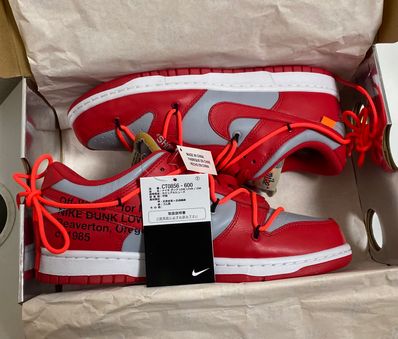 Off-White × Nike Dunk Low "University Red/Wolf Grey"