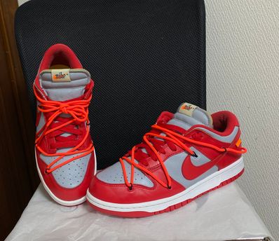 Off-White × Nike Dunk Low "University Red/Wolf Grey"