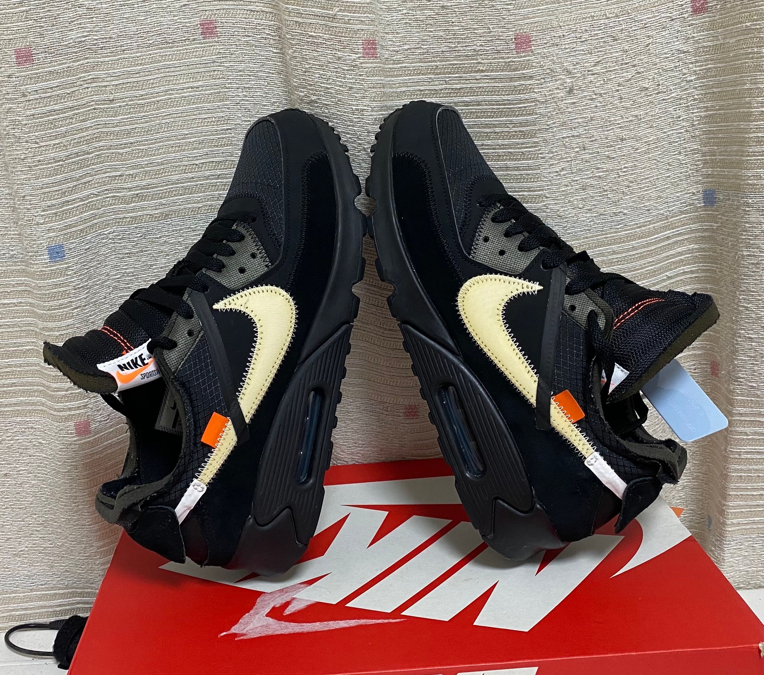 Off-White × Nike Air Max 90 "Black/Black-Cone-White"