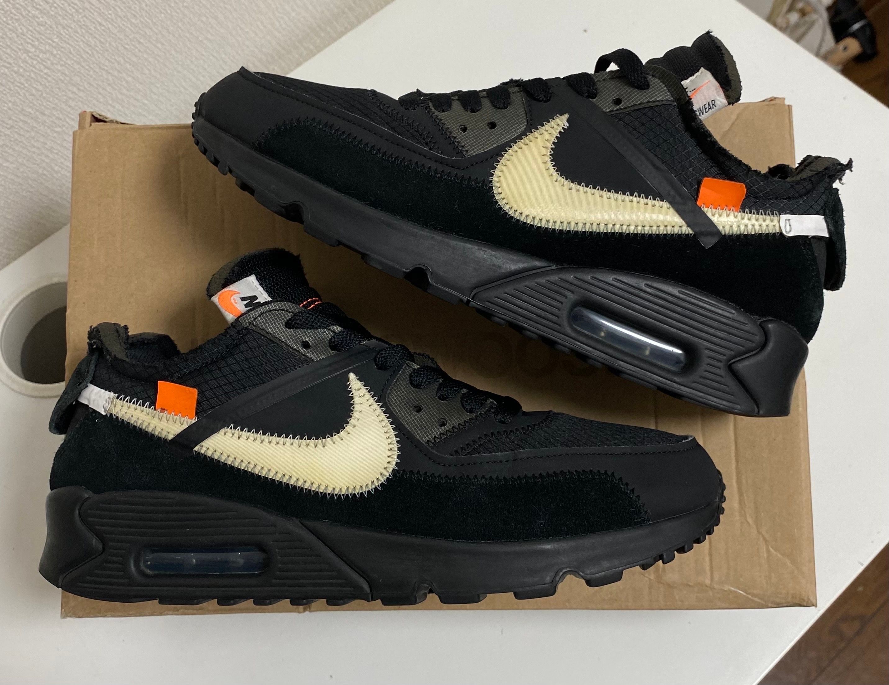 Off-White × Nike Air Max 90 "Black/Black-Cone-White"