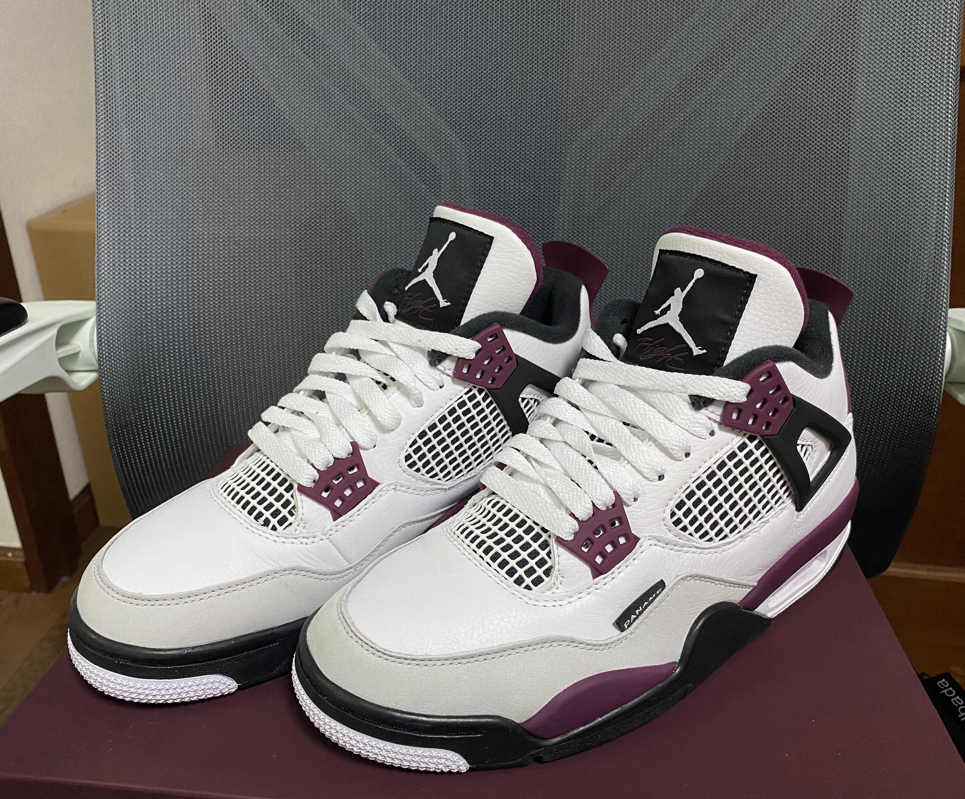 Paris Saint Germain ×Nike Air Jordan 4 Retro "White/Bordeaux/Neutral Gray"
