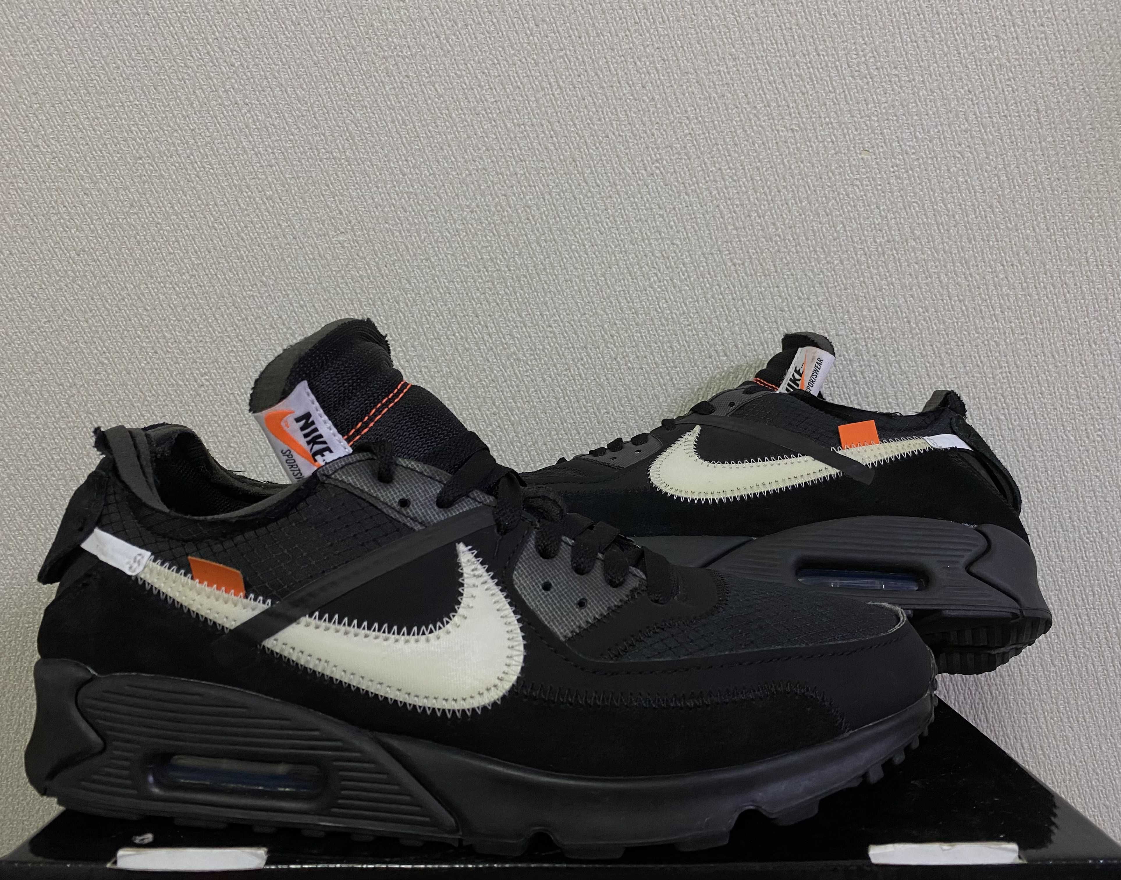 Off-White × Nike Air Max 90 "Black/Black-Cone-White"