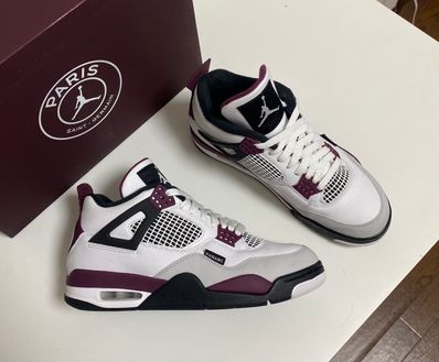 Paris Saint Germain ×Nike Air Jordan 4 Retro "White/Bordeaux/Neutral Gray"