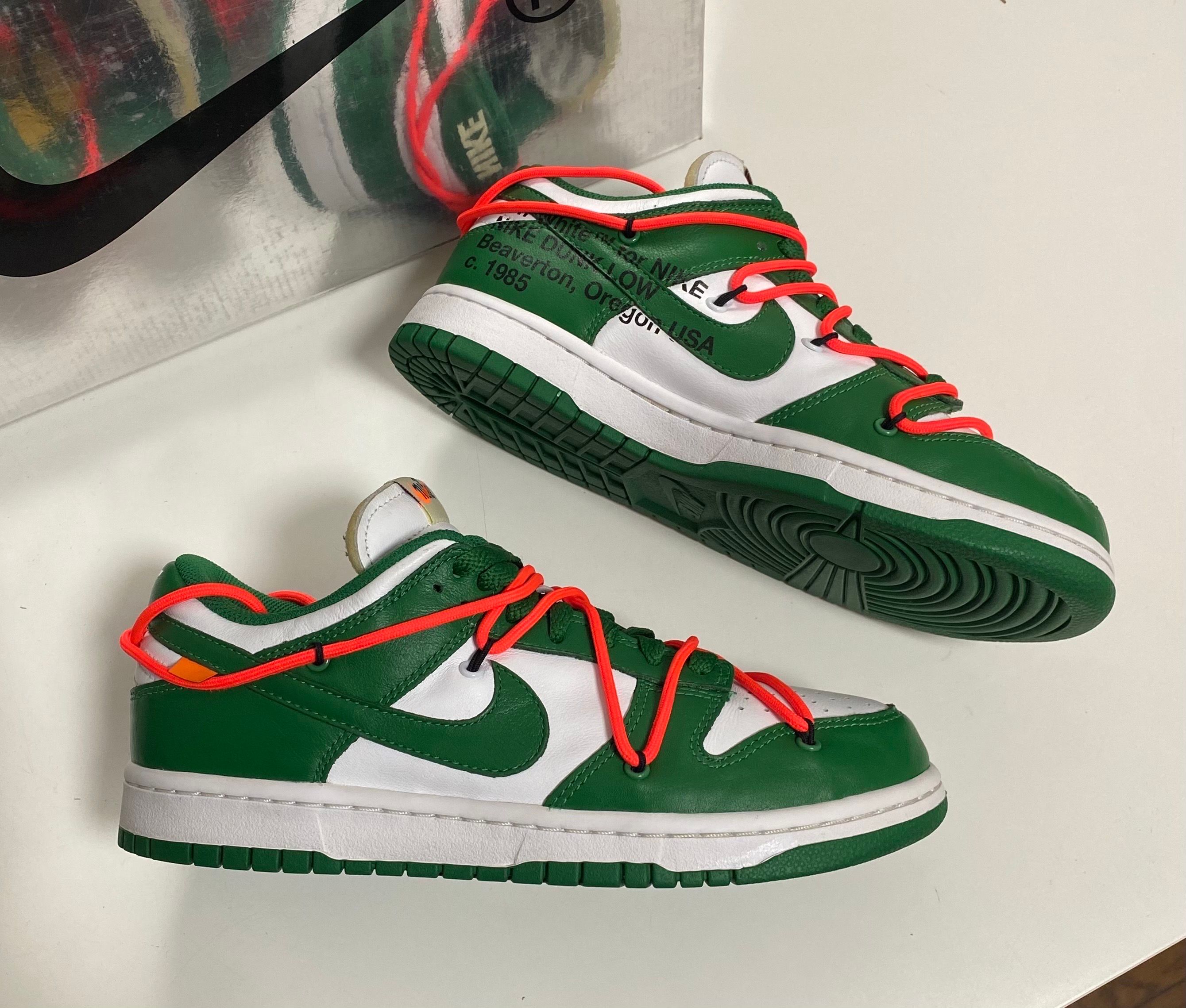 Off-White × Nike Dunk Low "White/Pine Green"