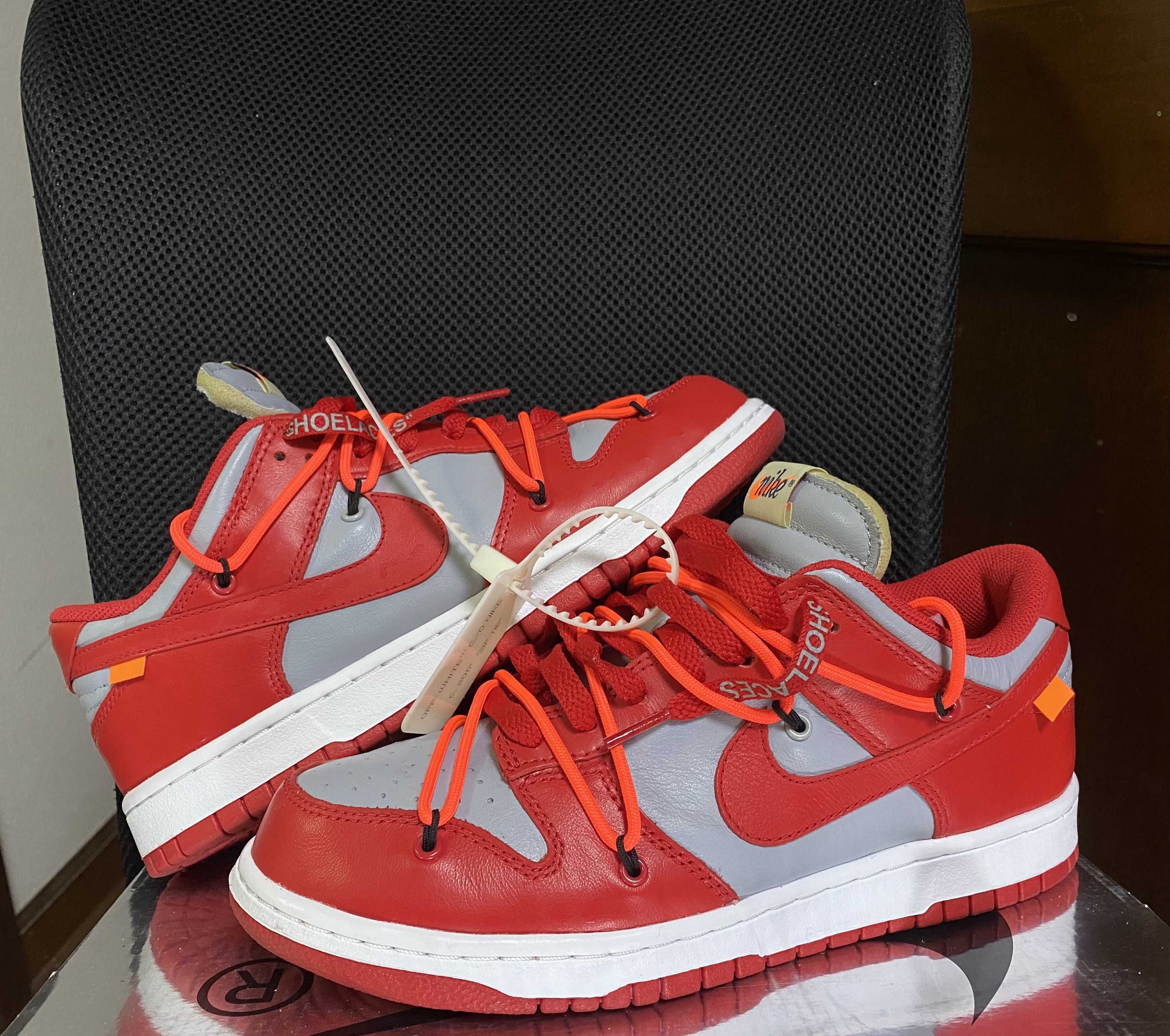 Off-White × Nike Dunk Low "University Red/Wolf Grey"