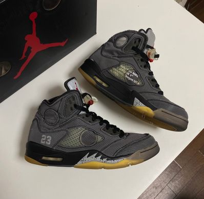 Off-White × Nike Air Jordan 5 "Black/Muslin/Fire Red"