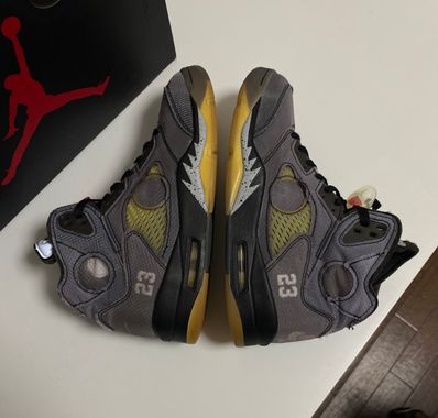 Off-White × Nike Air Jordan 5 "Black/Muslin/Fire Red"