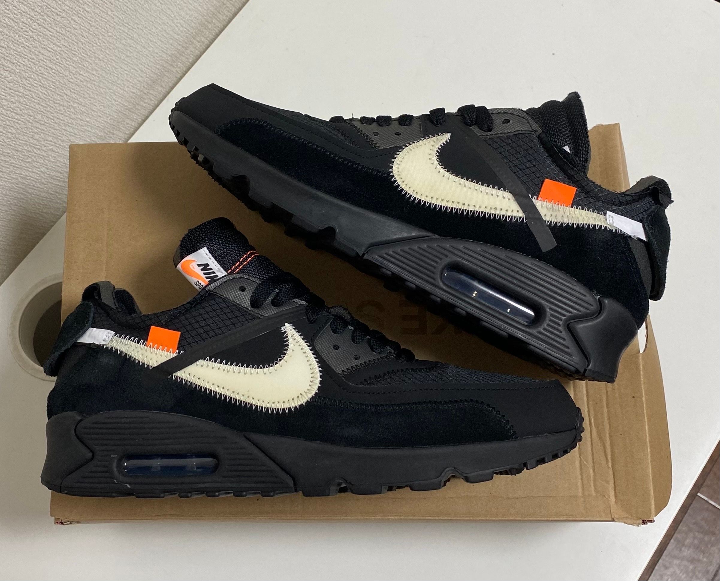 Off-White × Nike Air Max 90 "Black/Black-Cone-White"