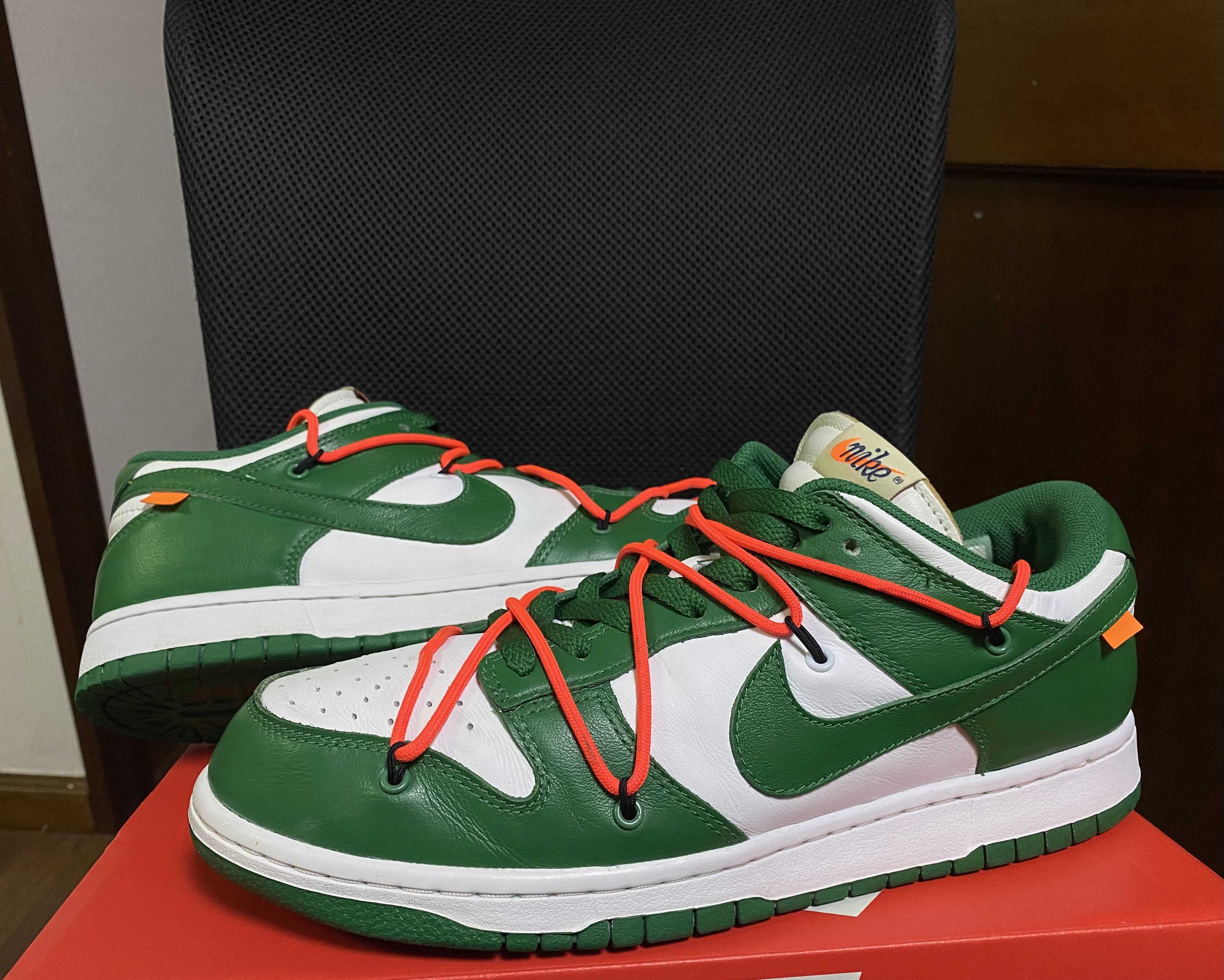 Off-White × Nike Dunk Low "White/Pine Green"