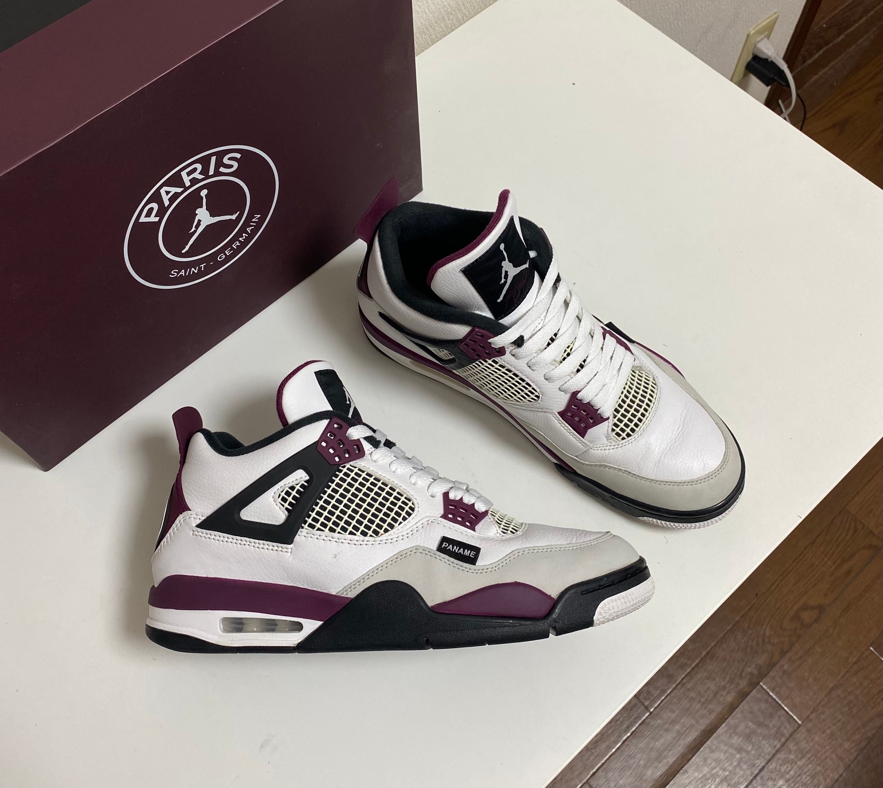 Paris Saint Germain ×Nike Air Jordan 4 Retro "White/Bordeaux/Neutral Gray"