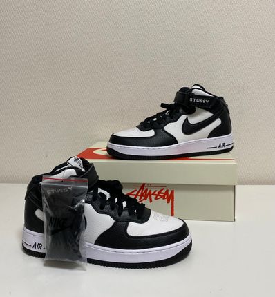 Stussy × Nike Air Force 1 Mid "Black and Light Bone"