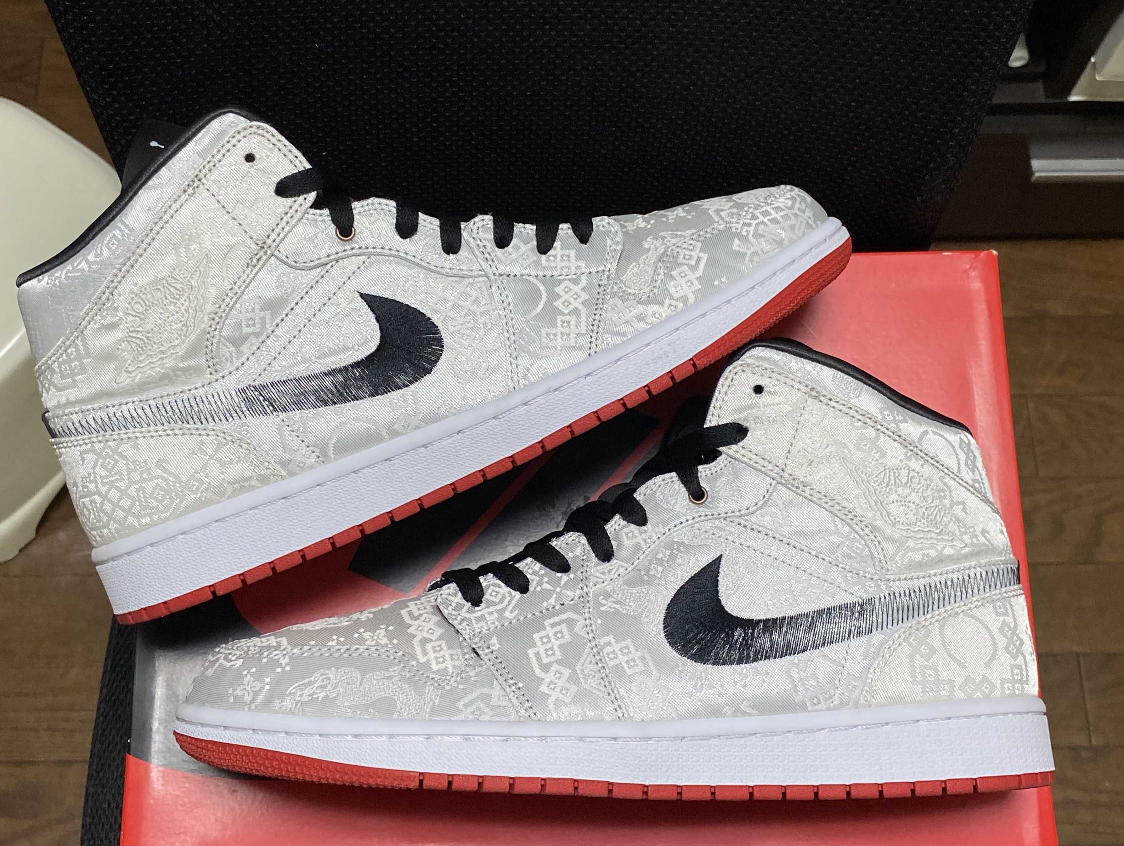 CLOT × Nike Air Jordan 1 Mid SE Fearless "White/Black/Red"
