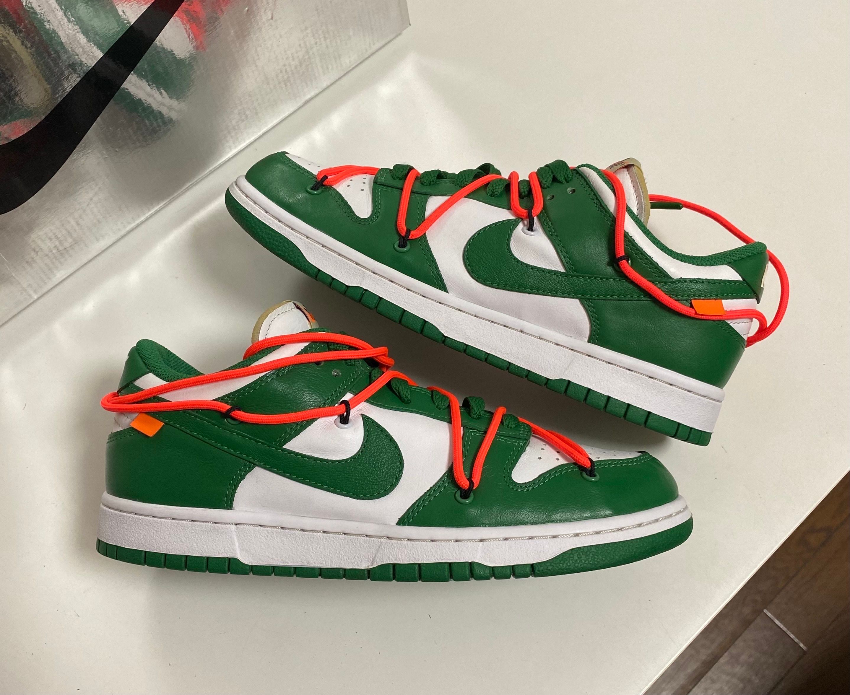 Off-White × Nike Dunk Low "White/Pine Green"