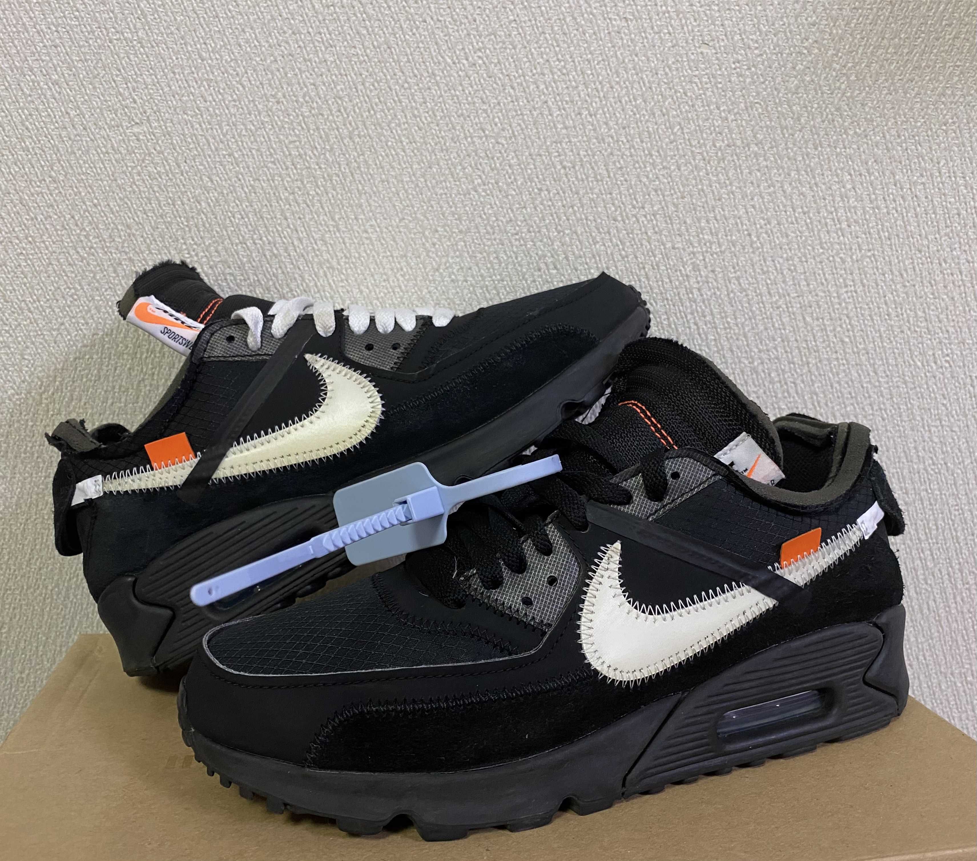 Off-White × Nike Air Max 90 "Black/Black-Cone-White"