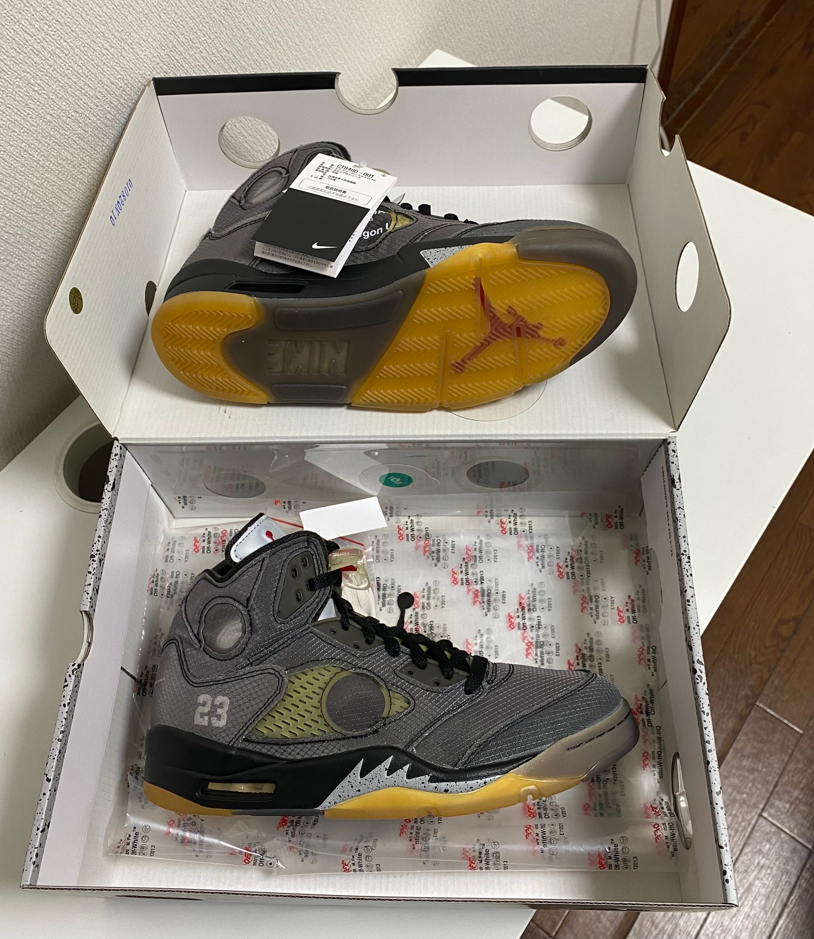 Off-White × Nike Air Jordan 5 "Black/Muslin/Fire Red"