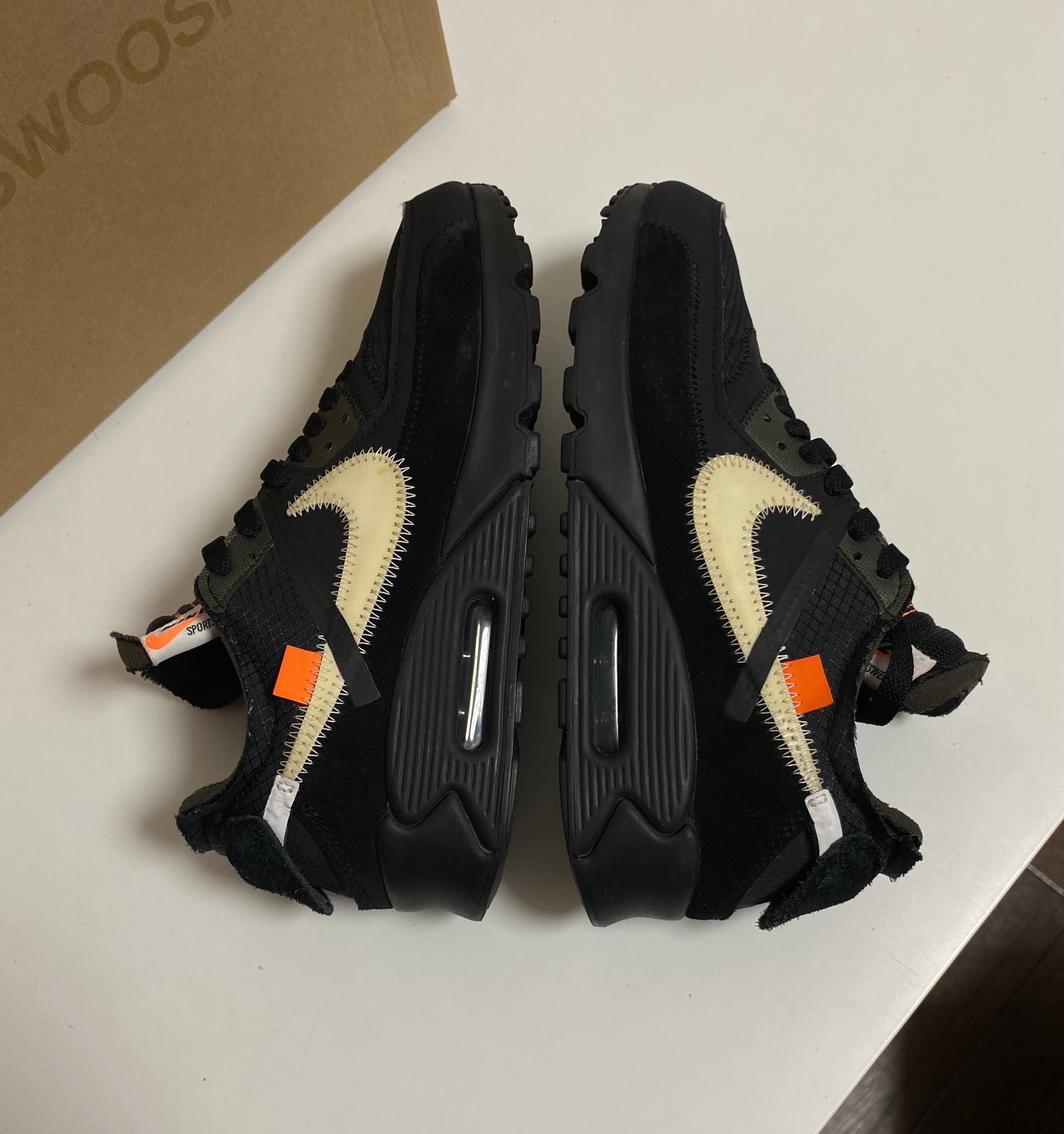 Off-White × Nike Air Max 90 "Black/Black-Cone-White"