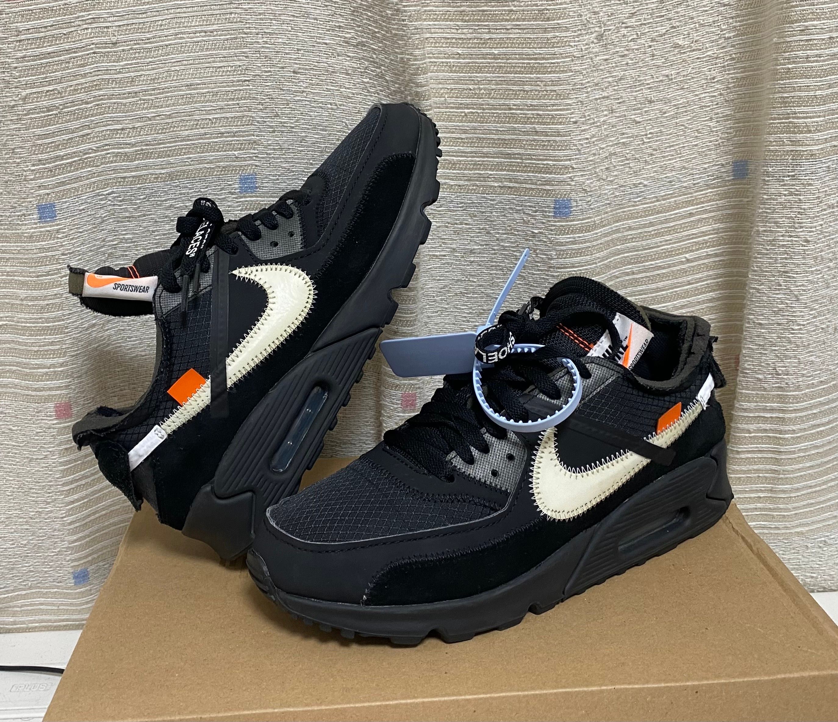Off-White × Nike Air Max 90 "Black/Black-Cone-White"