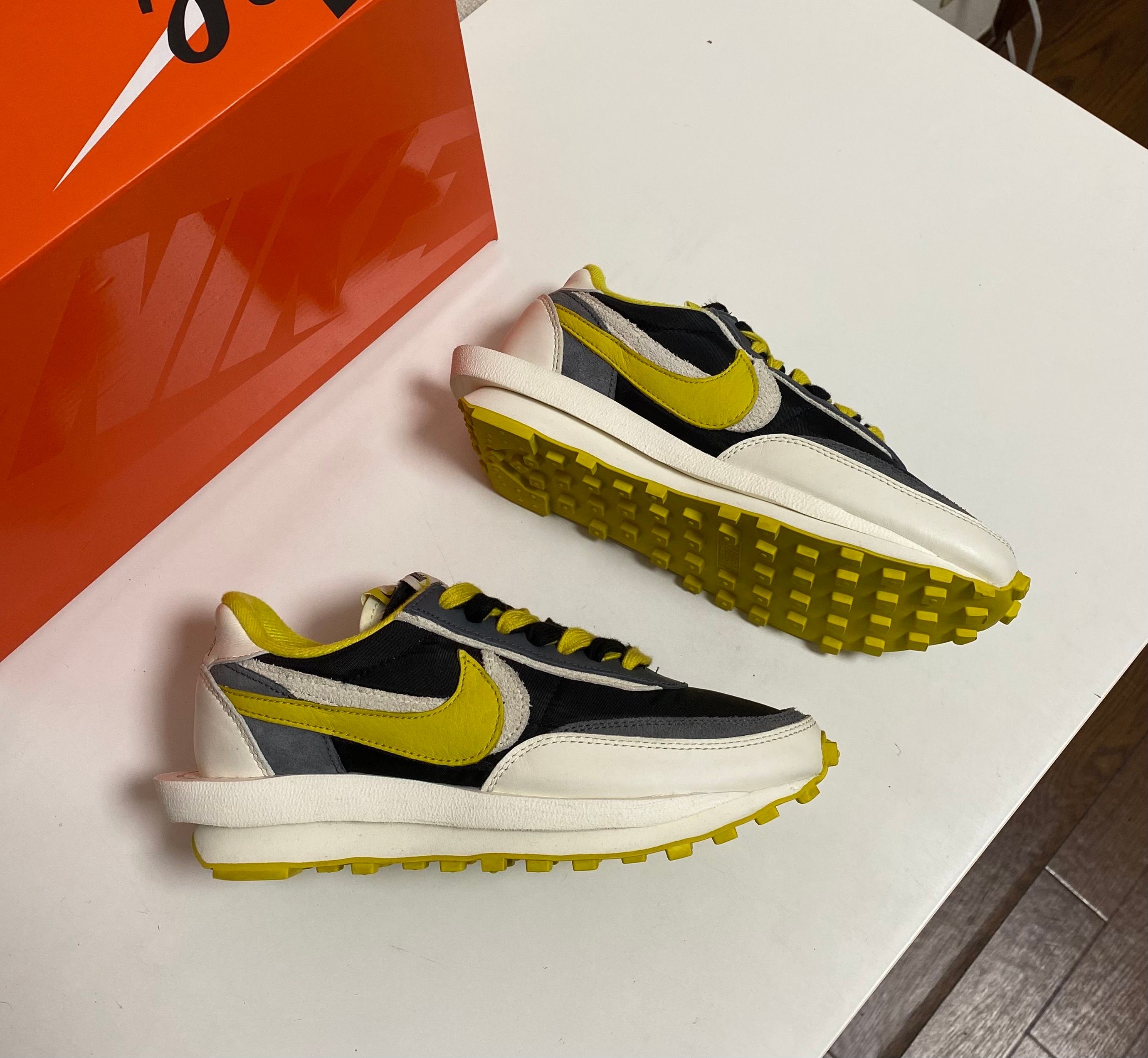 UNDERCOVER × sacai × Nike LD Waffle "Black/Sail-Dark Grey-Bright Citron"