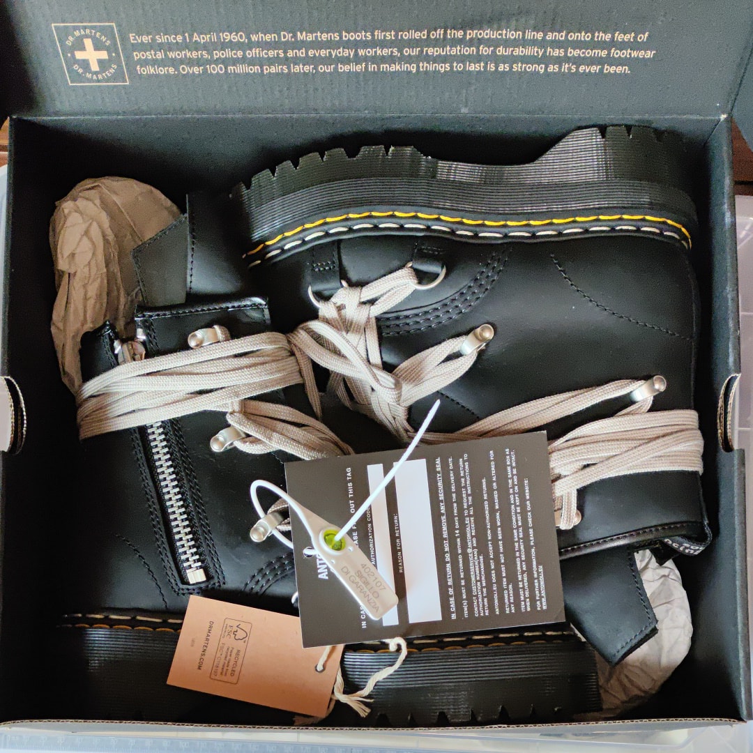 Rick Owens × Dr.Martens 1460 Quad Sole Megalace Boot "Black"