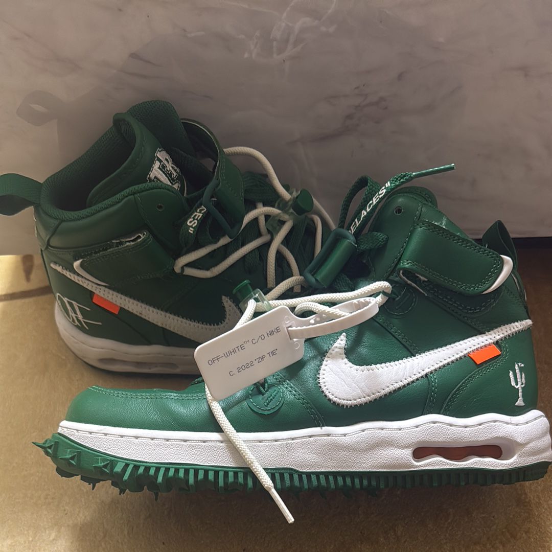 Off-White × Nike Air Force 1 Mid SP LTHR "Pine Green"