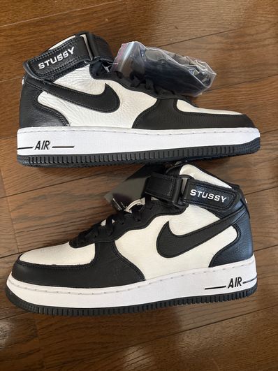 Stussy × Nike Air Force 1 Mid "Black and Light Bone"
