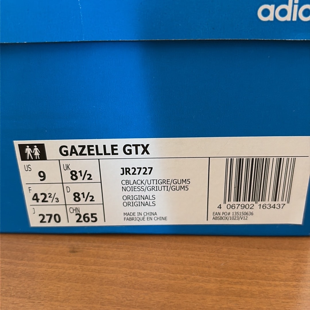 adidas Gazelle GORE-TEX "Core Black/Utility Gray/Gum"