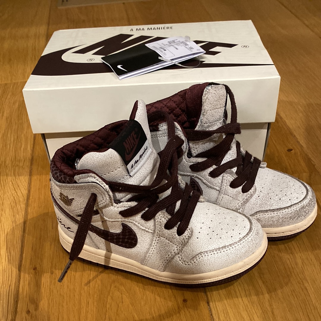 A Ma Maniere × Nike TD Jordan 1 Retro High OG "Sail and Burundy"